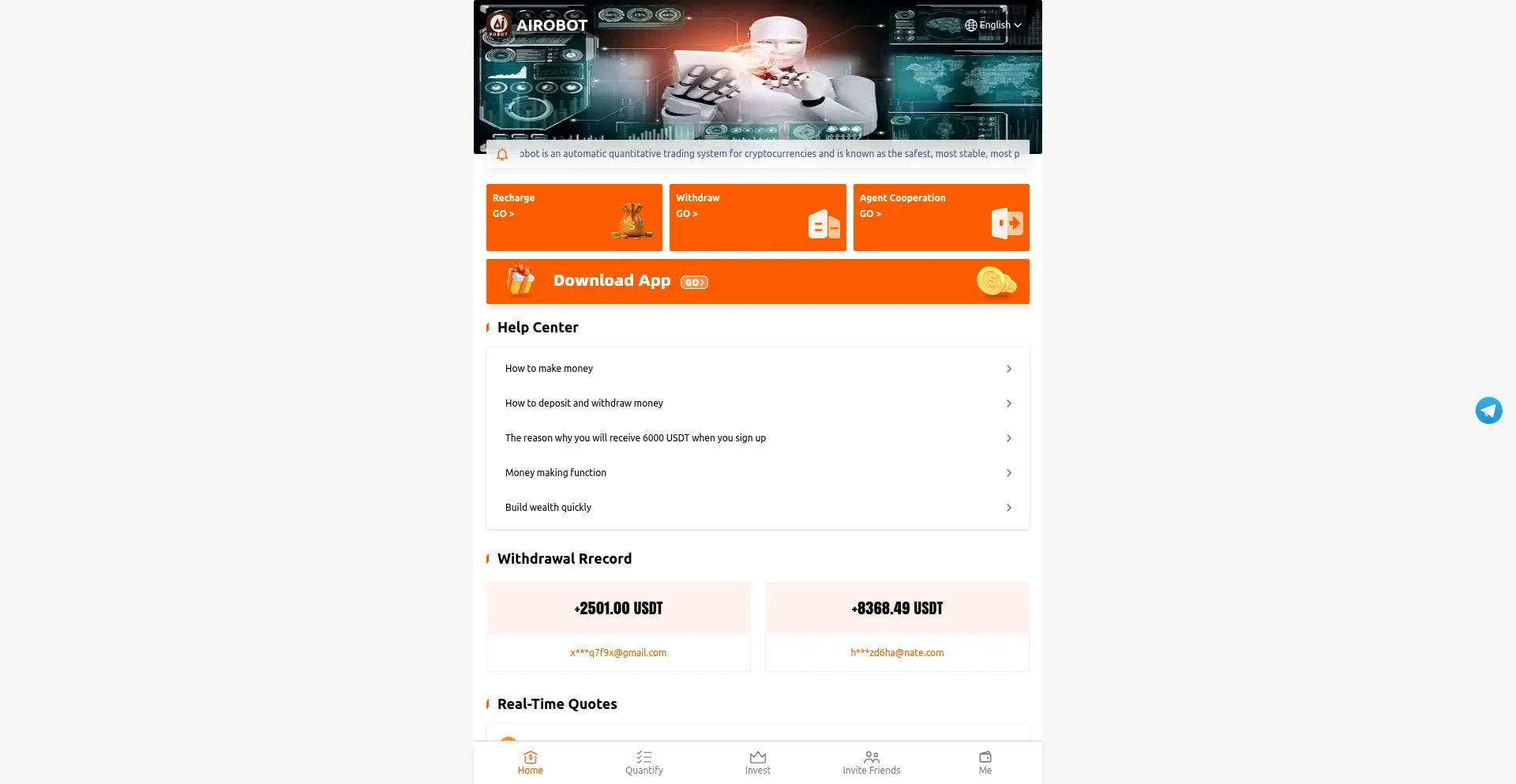 Website screenshot of Advancedairobot.com