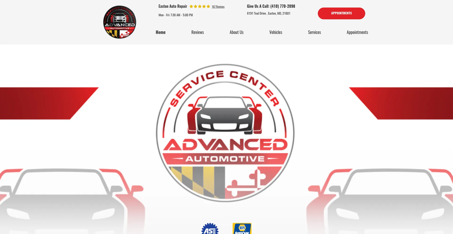 Website screenshot of Advancedautomotivemd.com