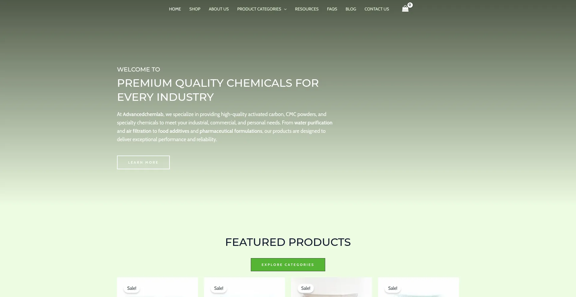 Website screenshot of Advancedchemlab.shop