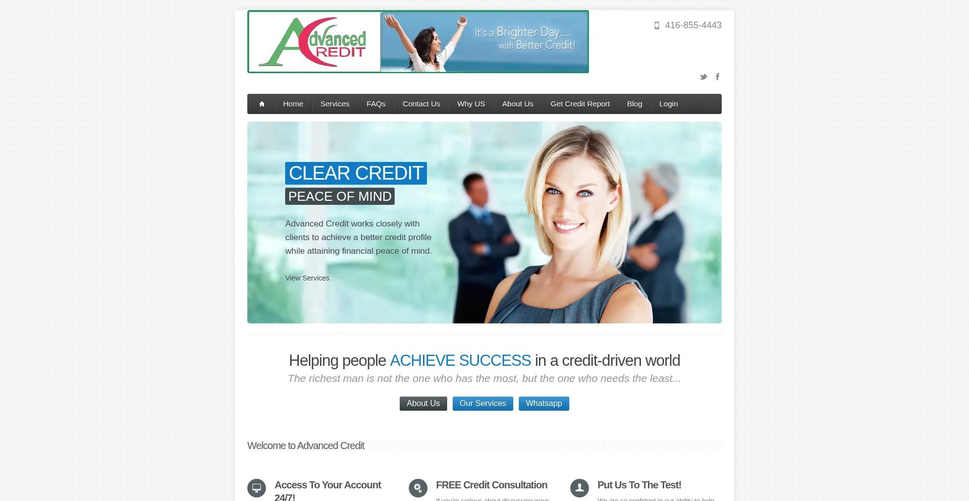 Website screenshot of Advancedcredit.net
