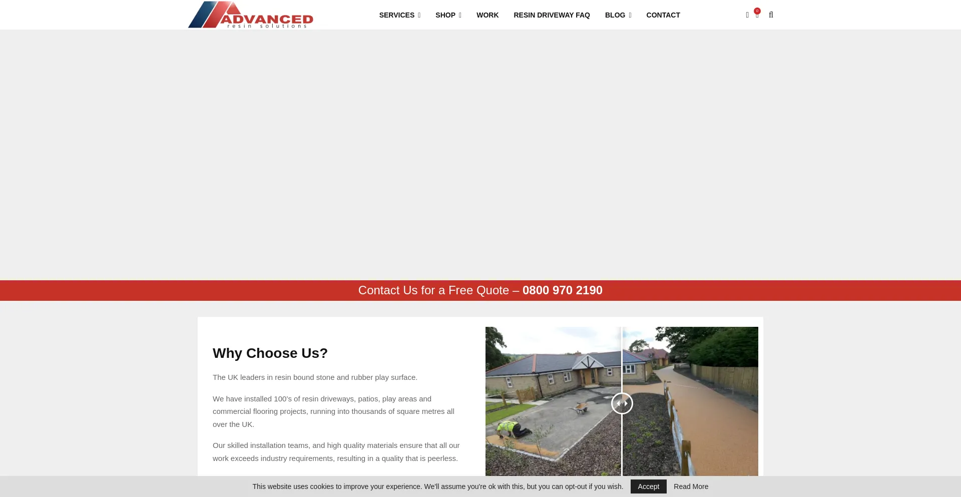 Website screenshot of Advancedresinsolutions.co.uk