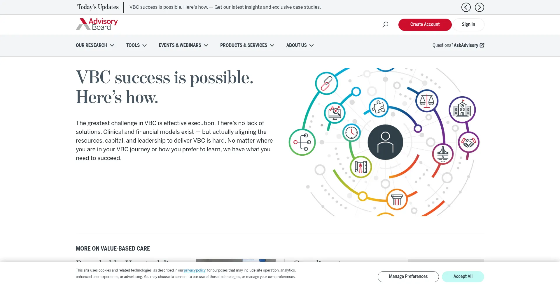 Website screenshot of Advisory.com