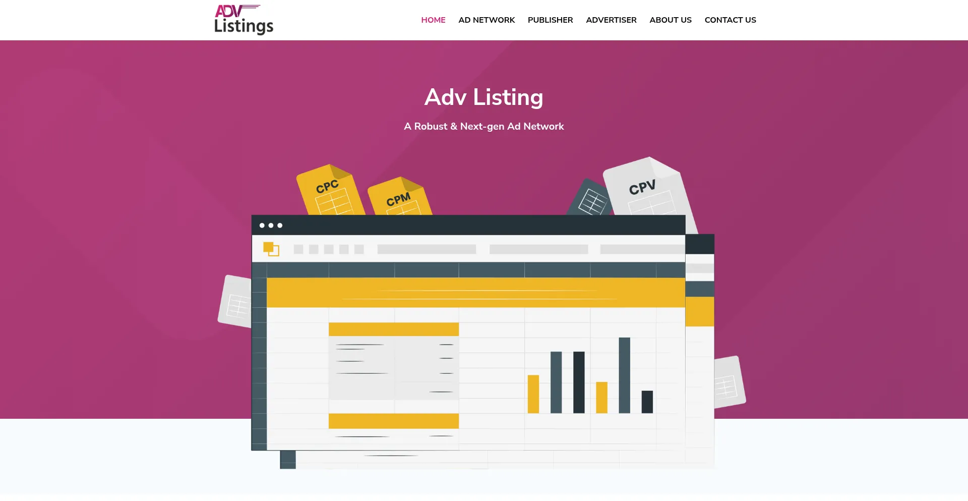 Website screenshot of Advlistings.com