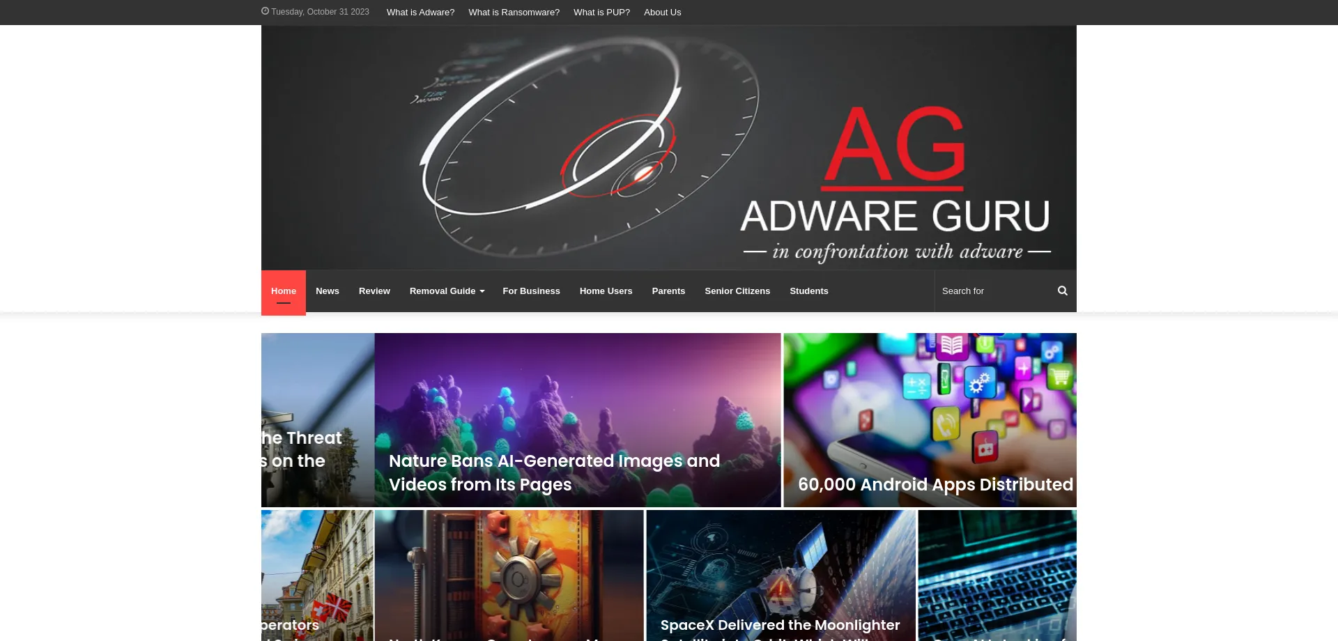 Website screenshot of Adware.guru