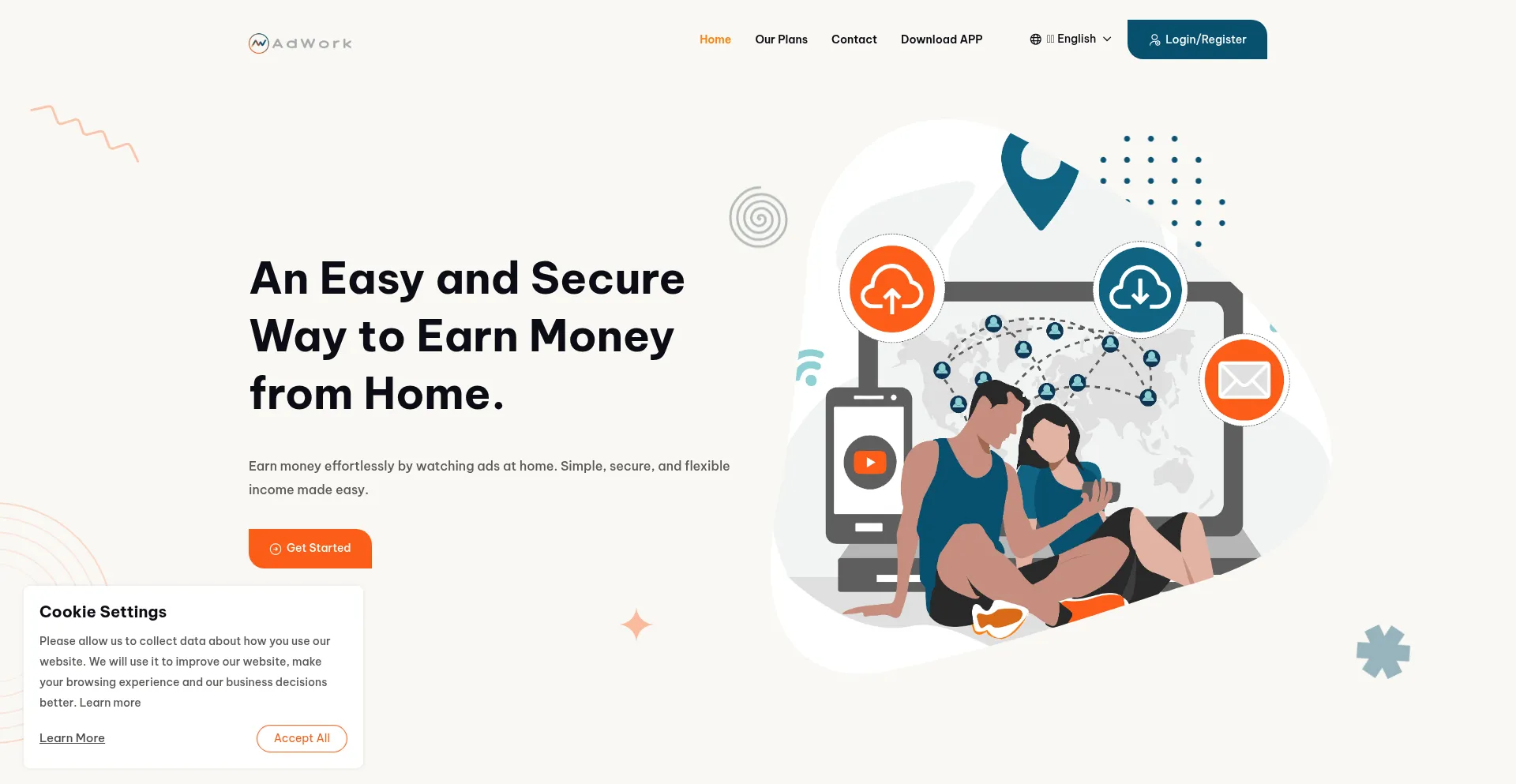 Website screenshot of Adwork.app