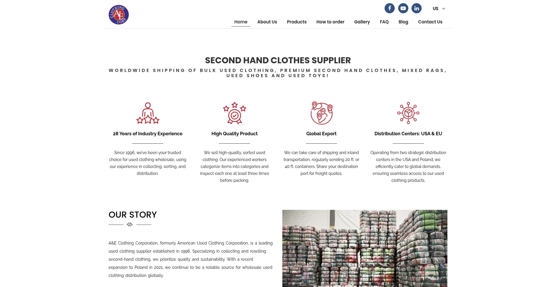Website screenshot of Aeclothing.net