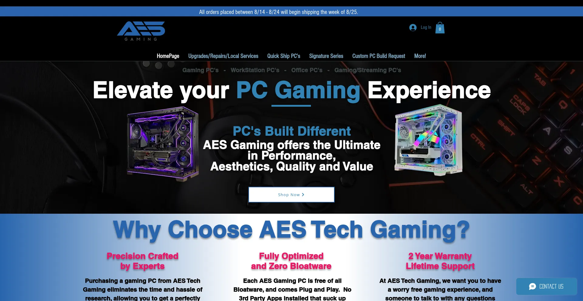 Website screenshot of Aestechgaming.com
