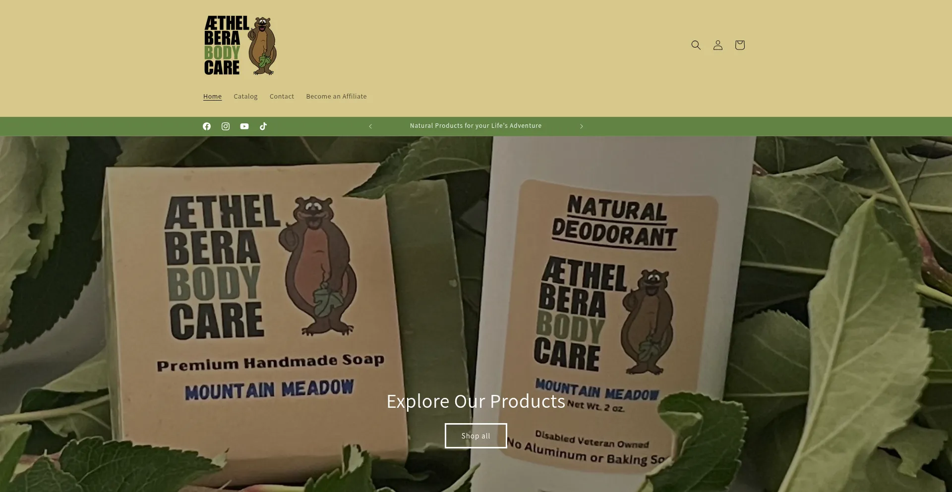 Website screenshot of Aethelbera.com