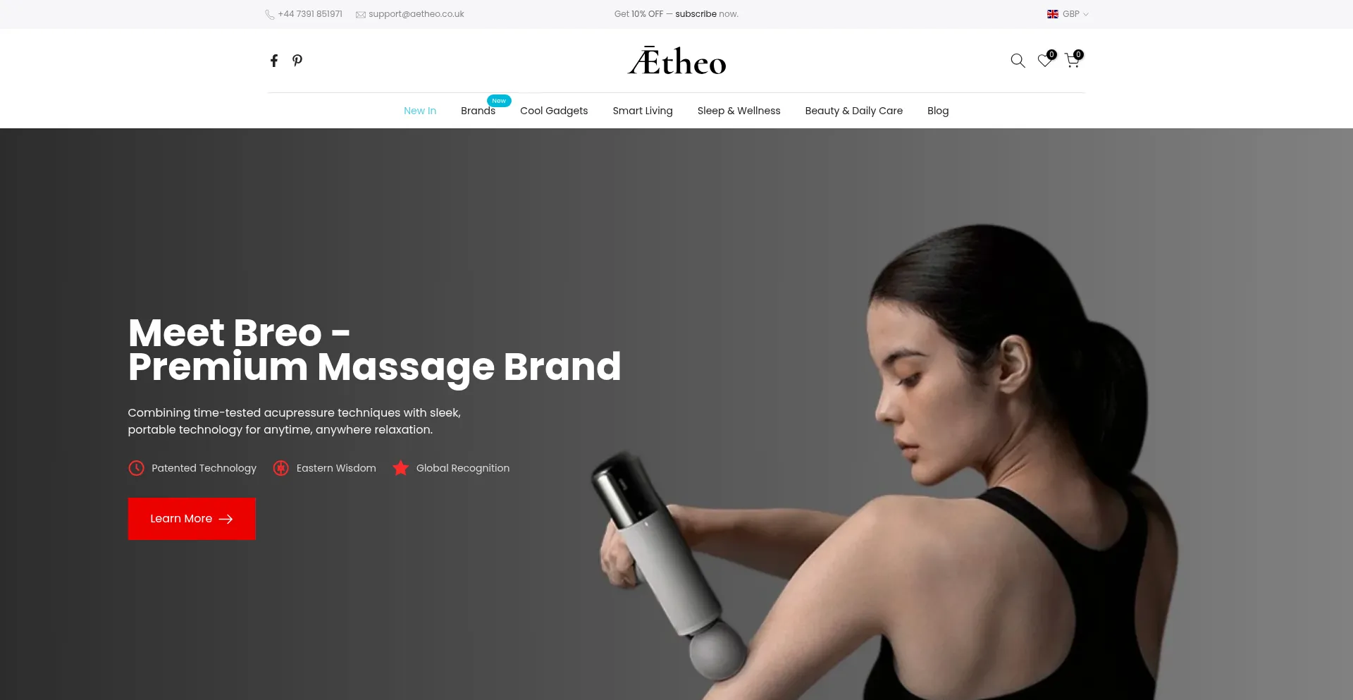 Website screenshot of Aetheo.com
