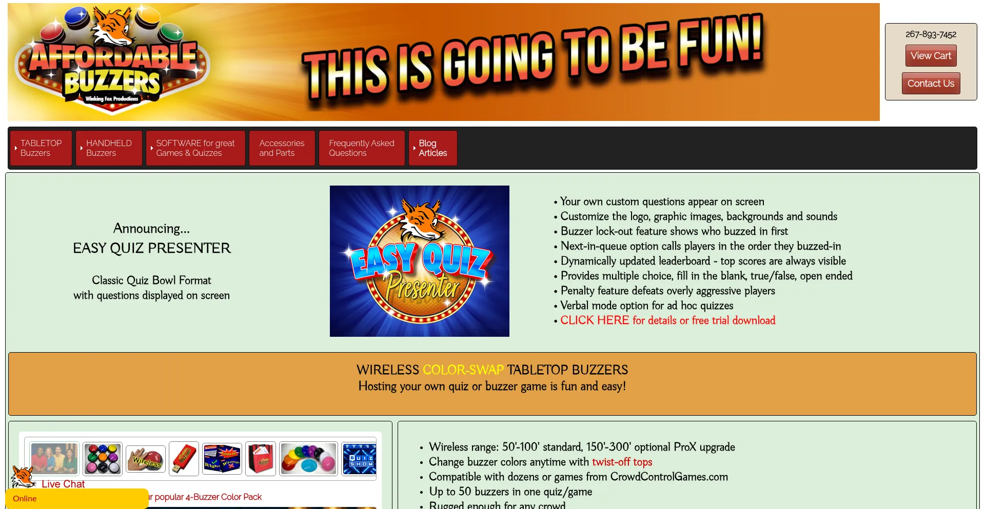 Website screenshot of Affordablebuzzers.com