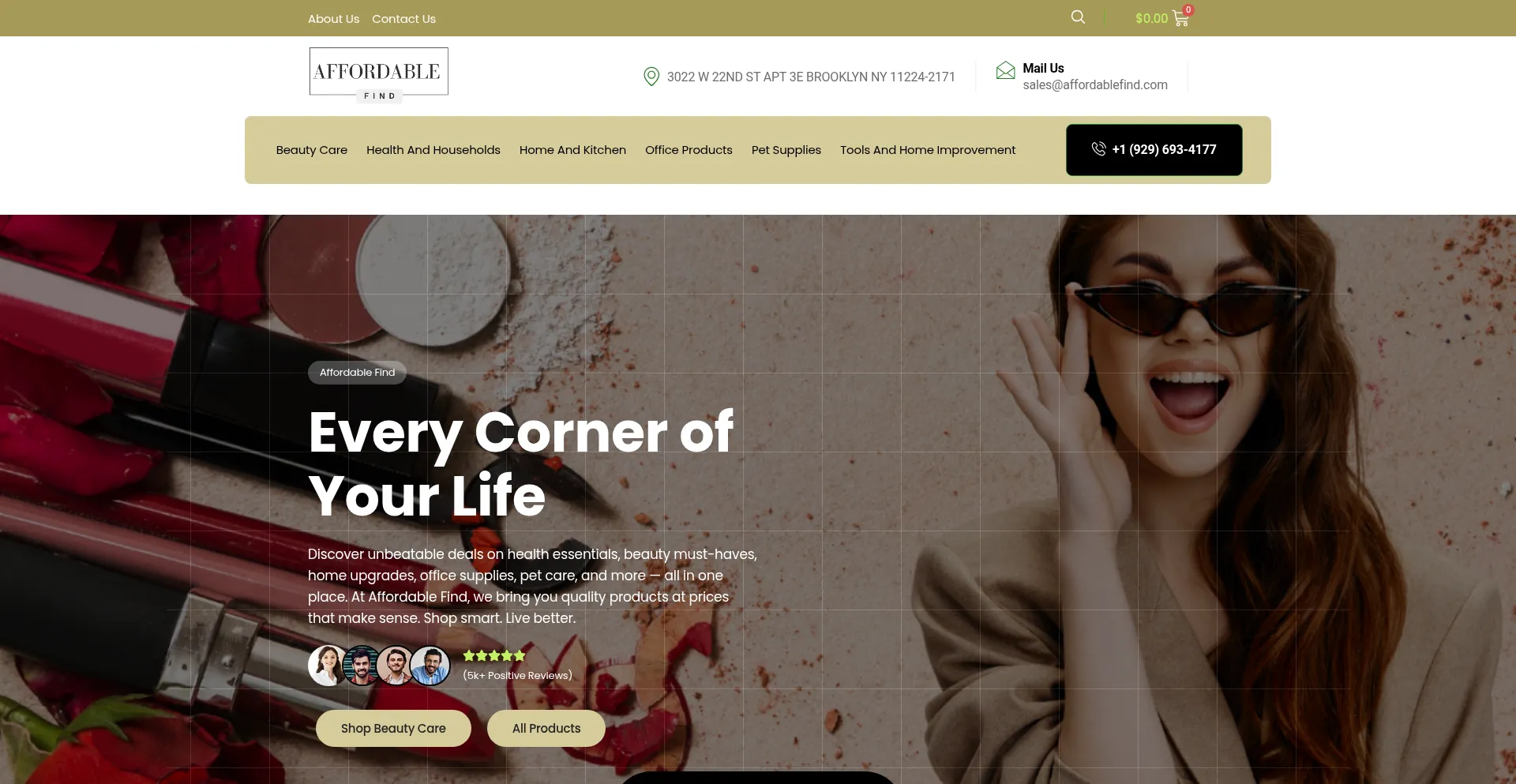 Website screenshot of Affordablefind.com
