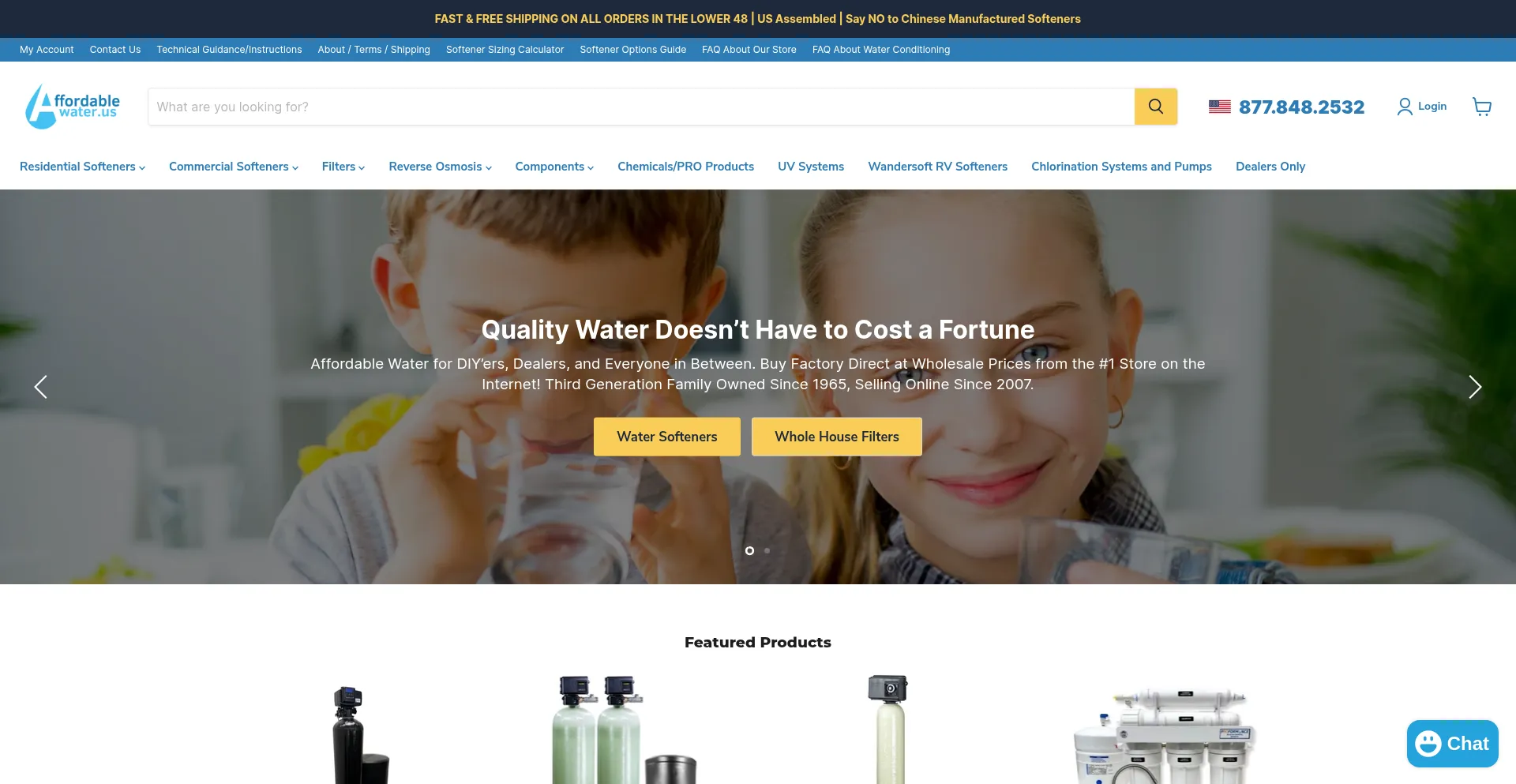 Website screenshot of Affordablewater.us