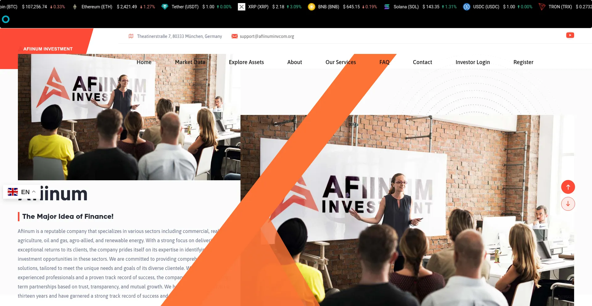 Website screenshot of Afiinuminvcom.org