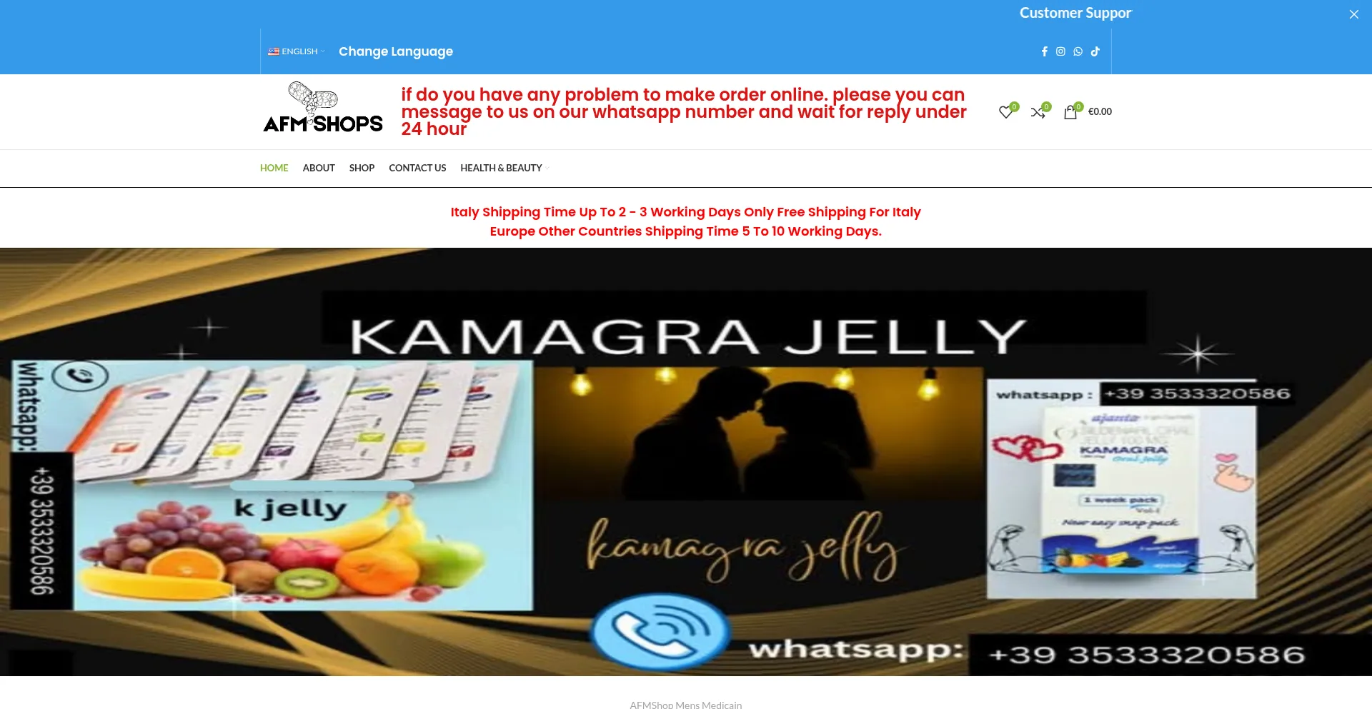Website screenshot of Afmshops.com
