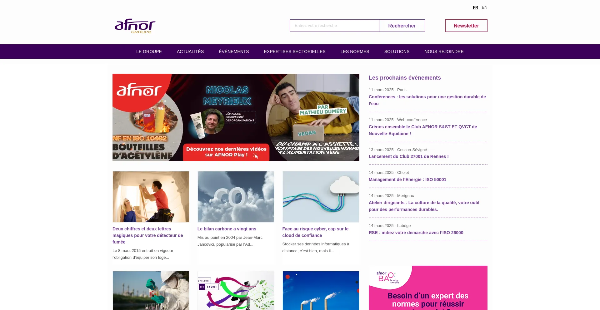 Website screenshot of Afnor.org