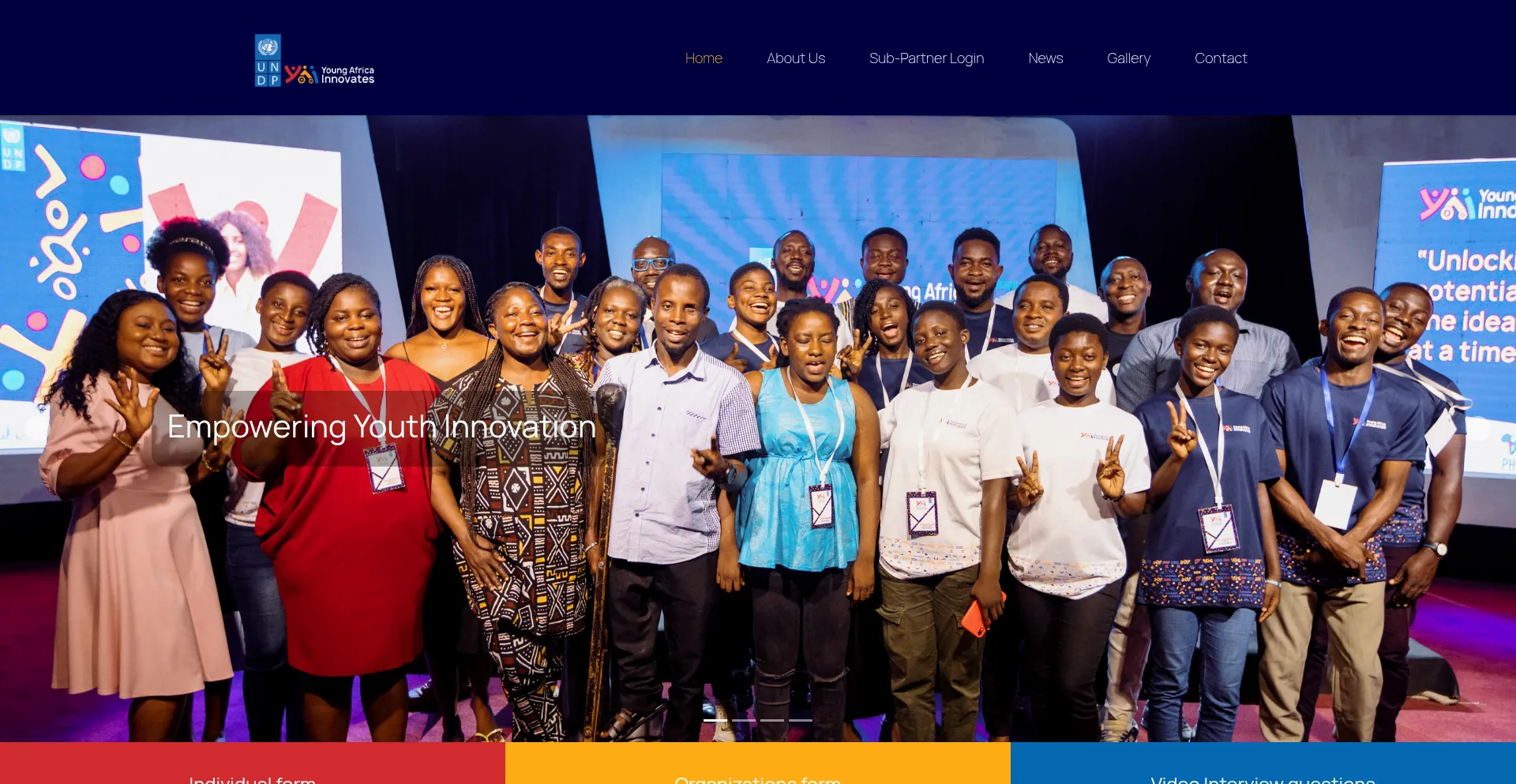 Website screenshot of Africayouthinnovate.org