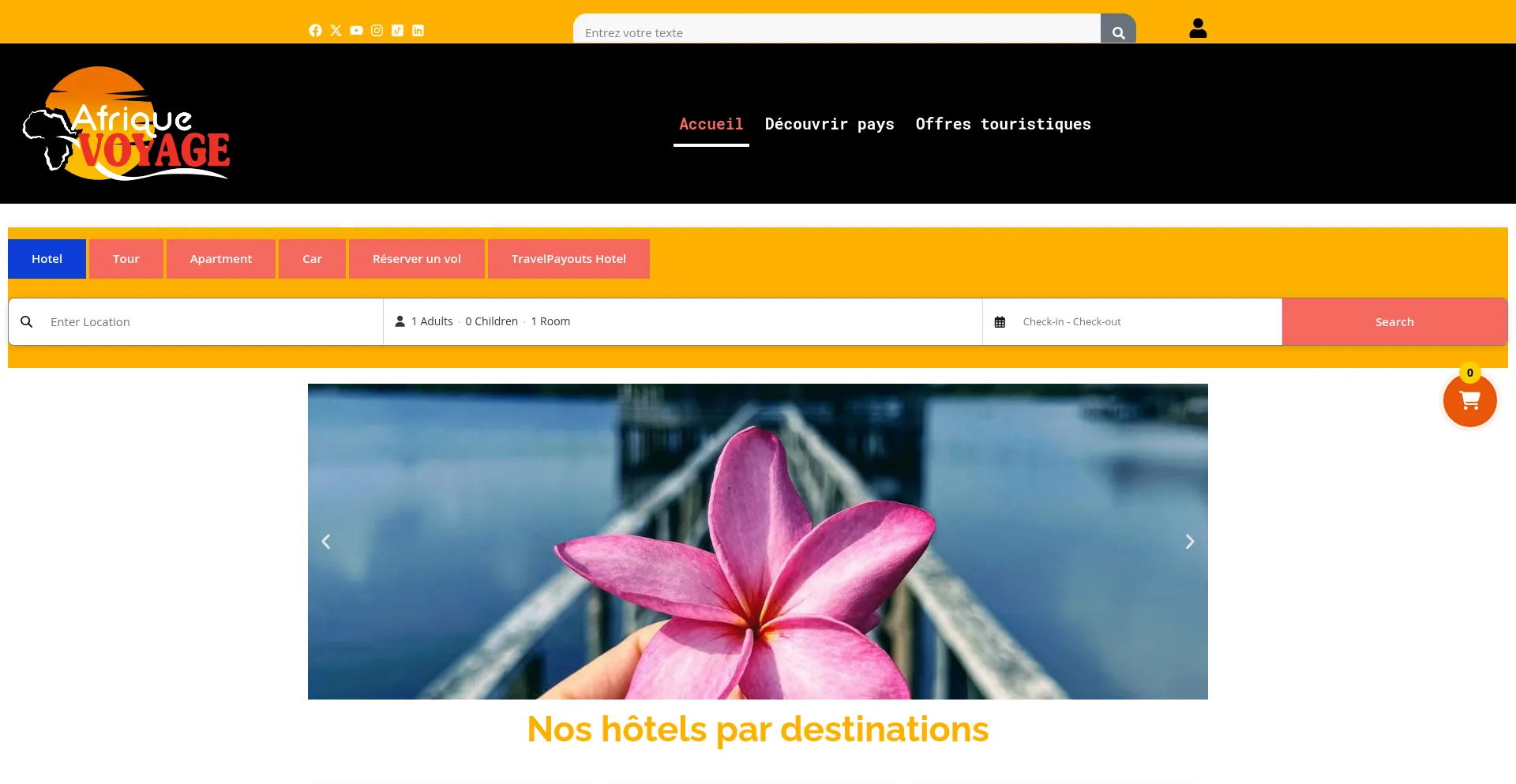 Website screenshot of Afrique-voyage-decouverte.com