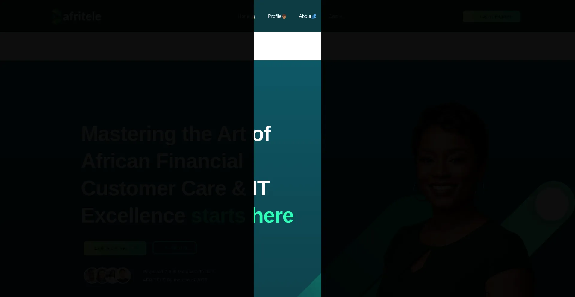 Website screenshot of Afritele.com
