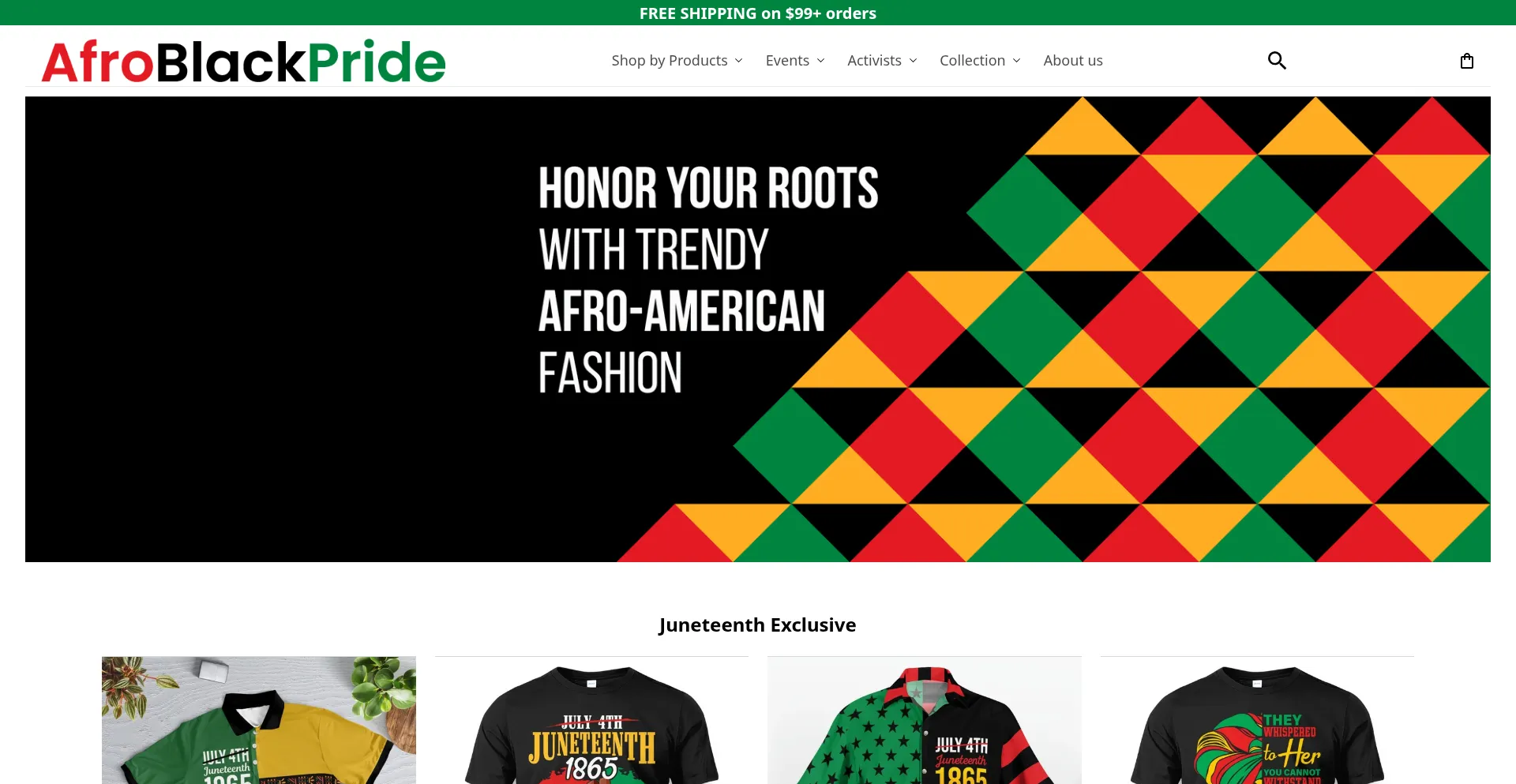 Website screenshot of Afroblackpride.com