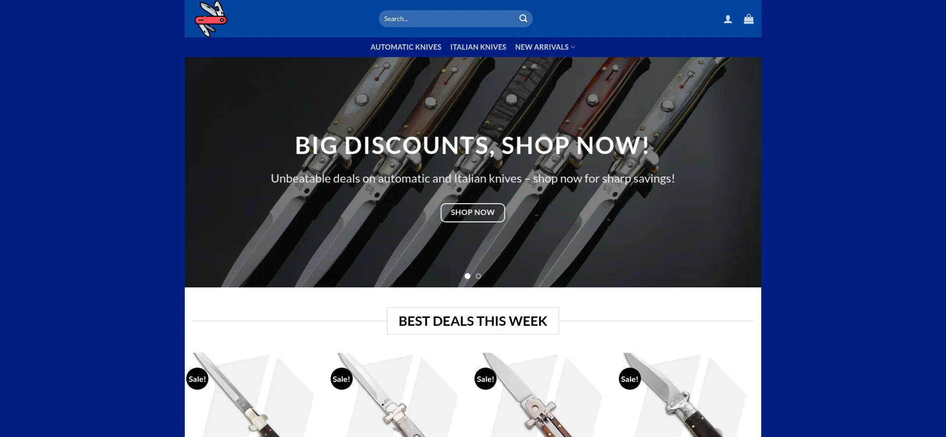 Website screenshot of Agacampolinknives.com