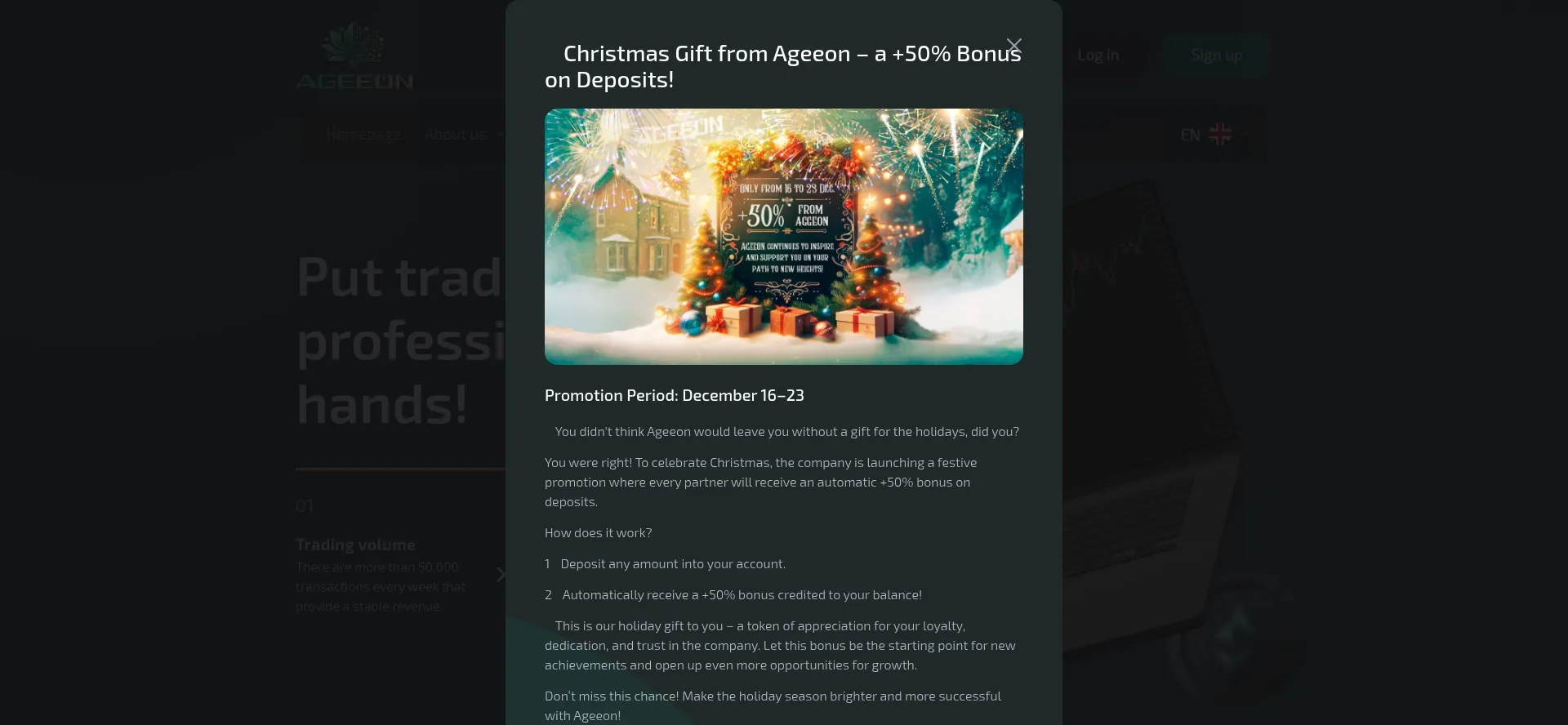 Website screenshot of Ageeon.com