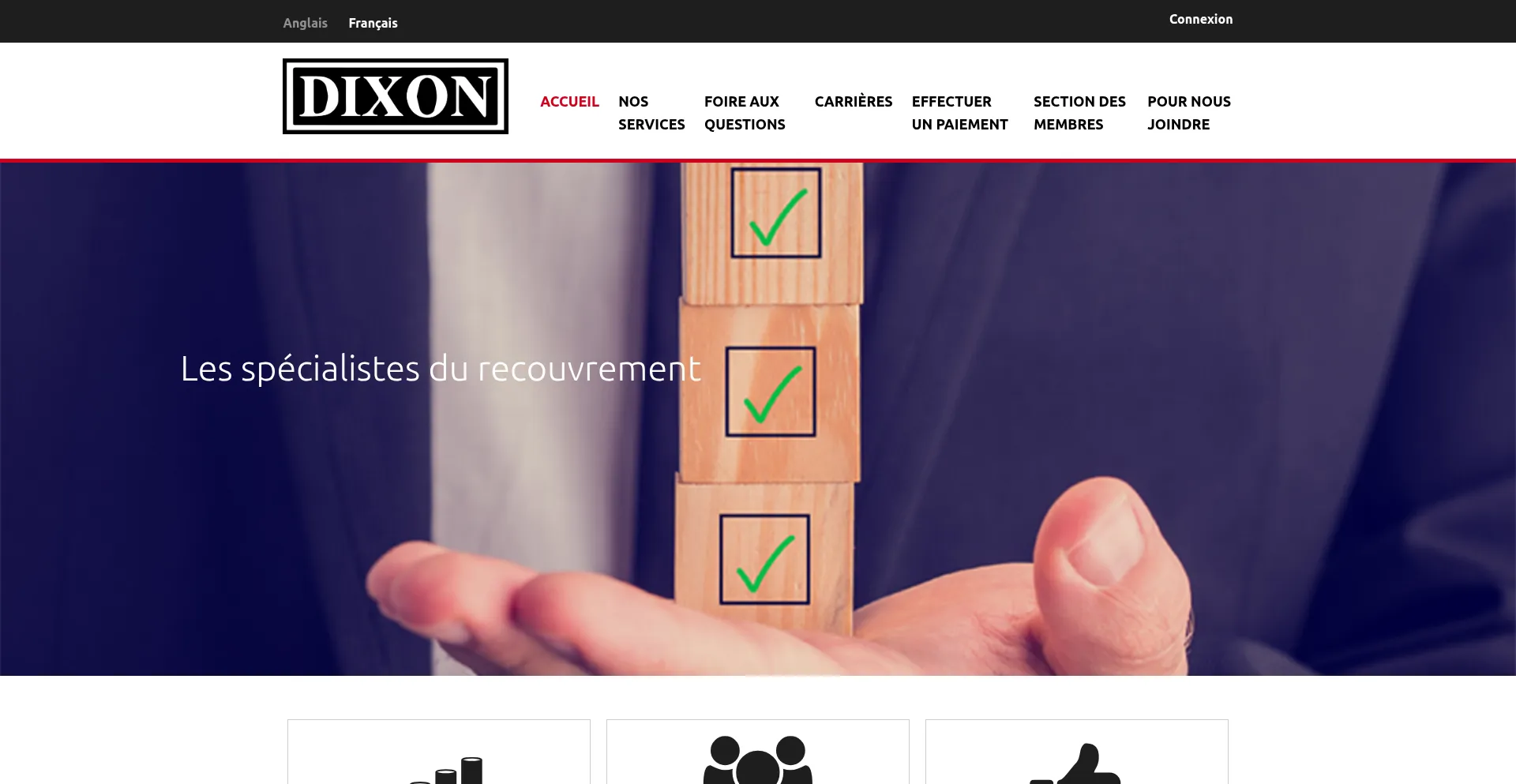 Website screenshot of Agencederecouvrementdixon.com