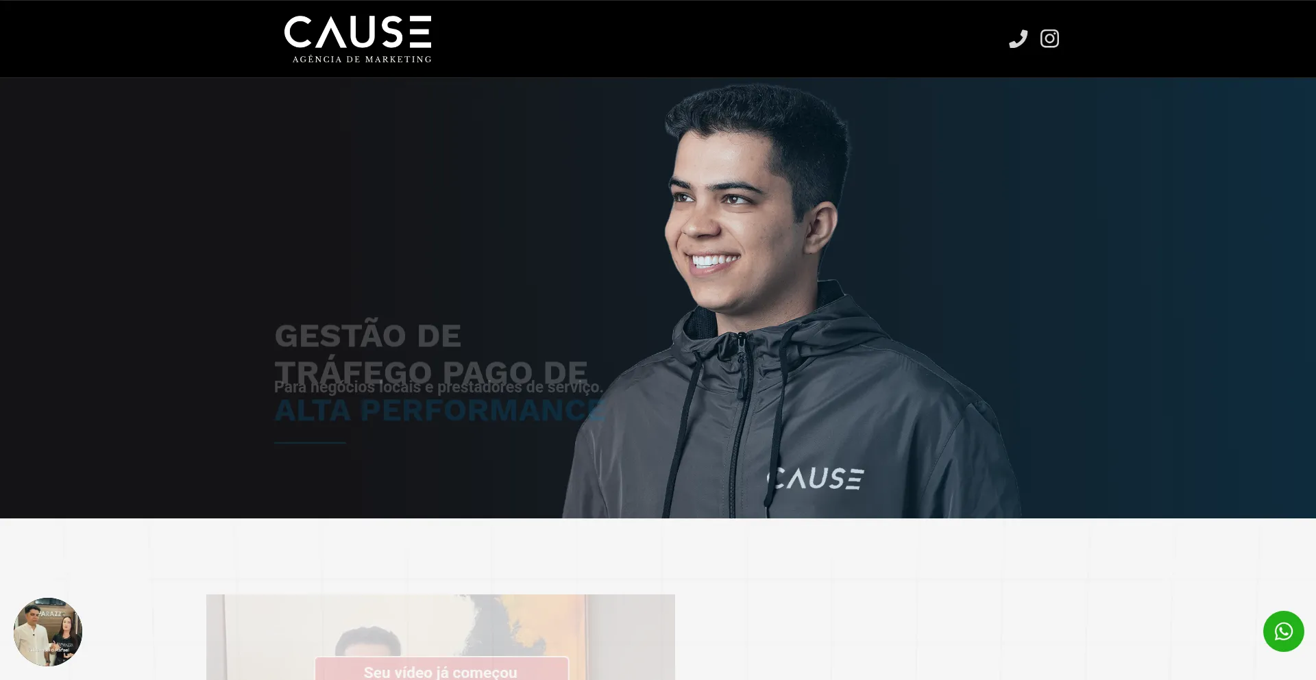 Website screenshot of Agenciacause.com.br