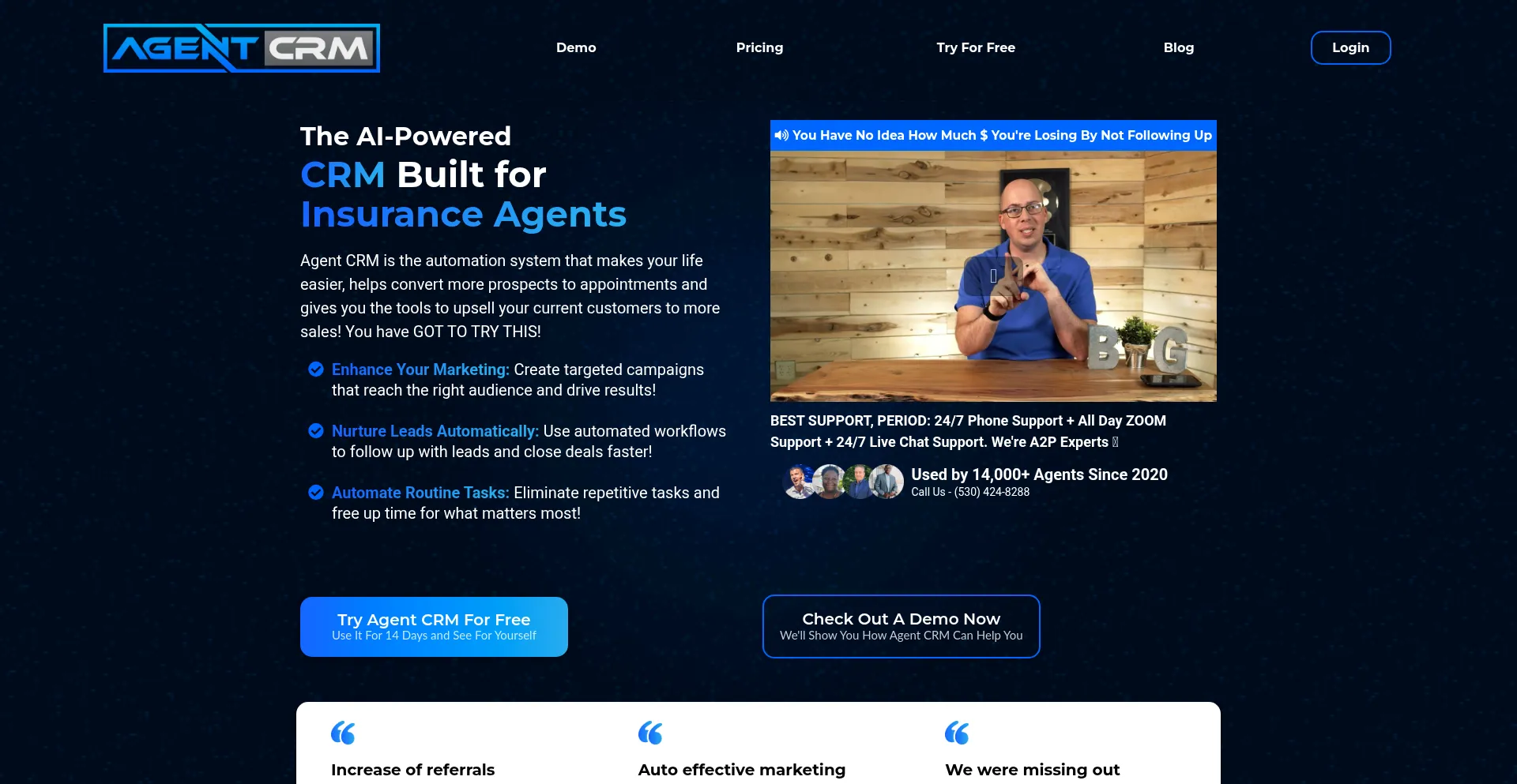 Website screenshot of Agent-crm.com