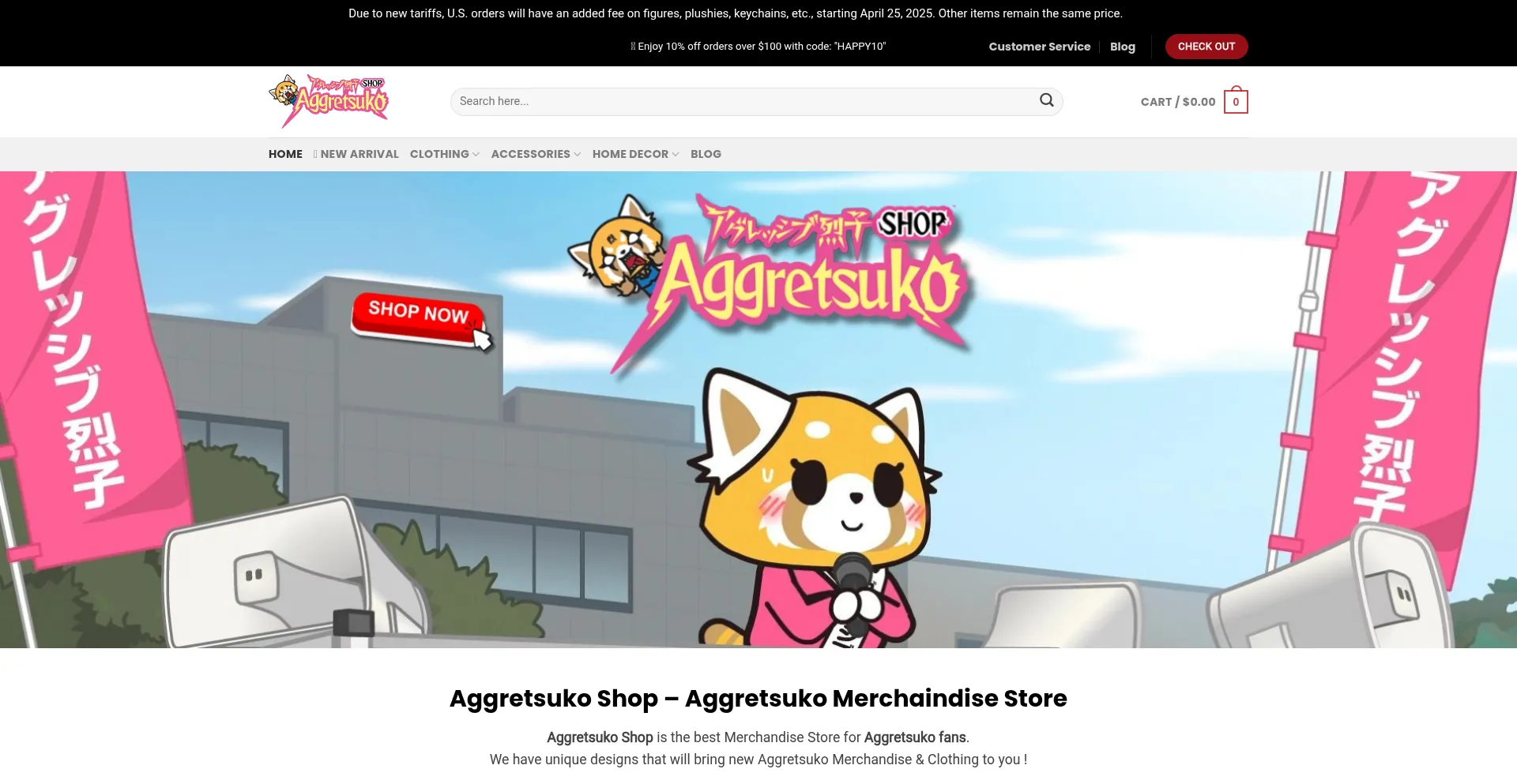 Website screenshot of Aggretsukoshop.com
