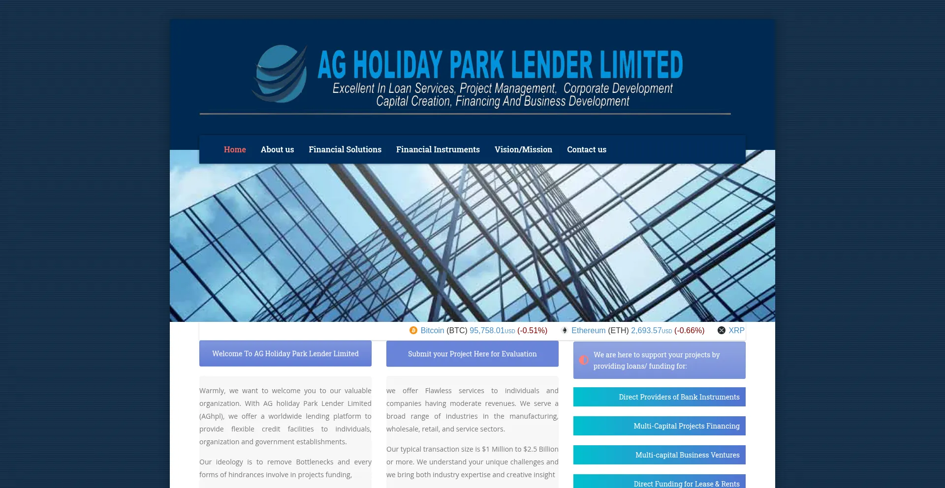 Website screenshot of Agholidayparklenlimited.com