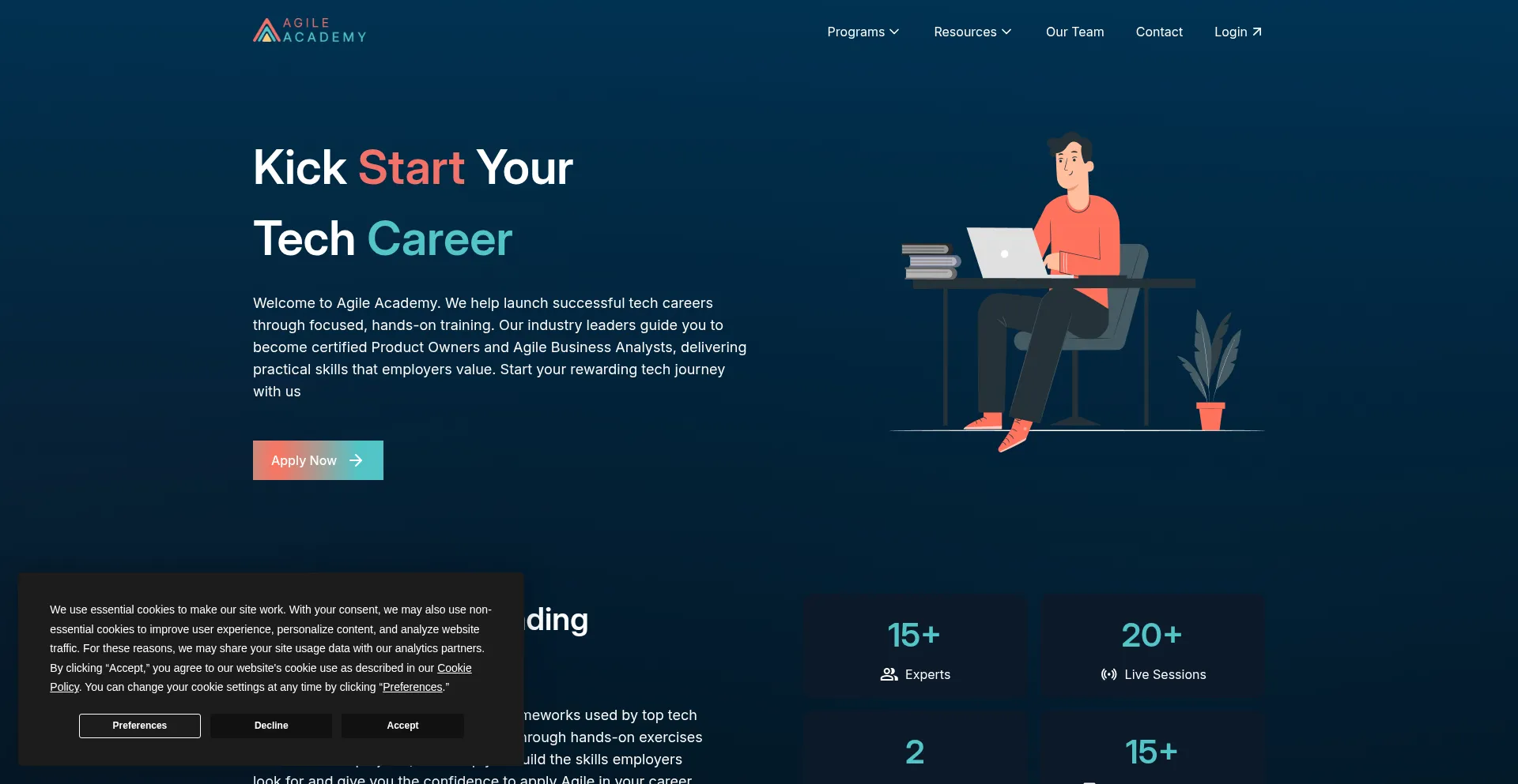 Website screenshot of Agileacademy.io