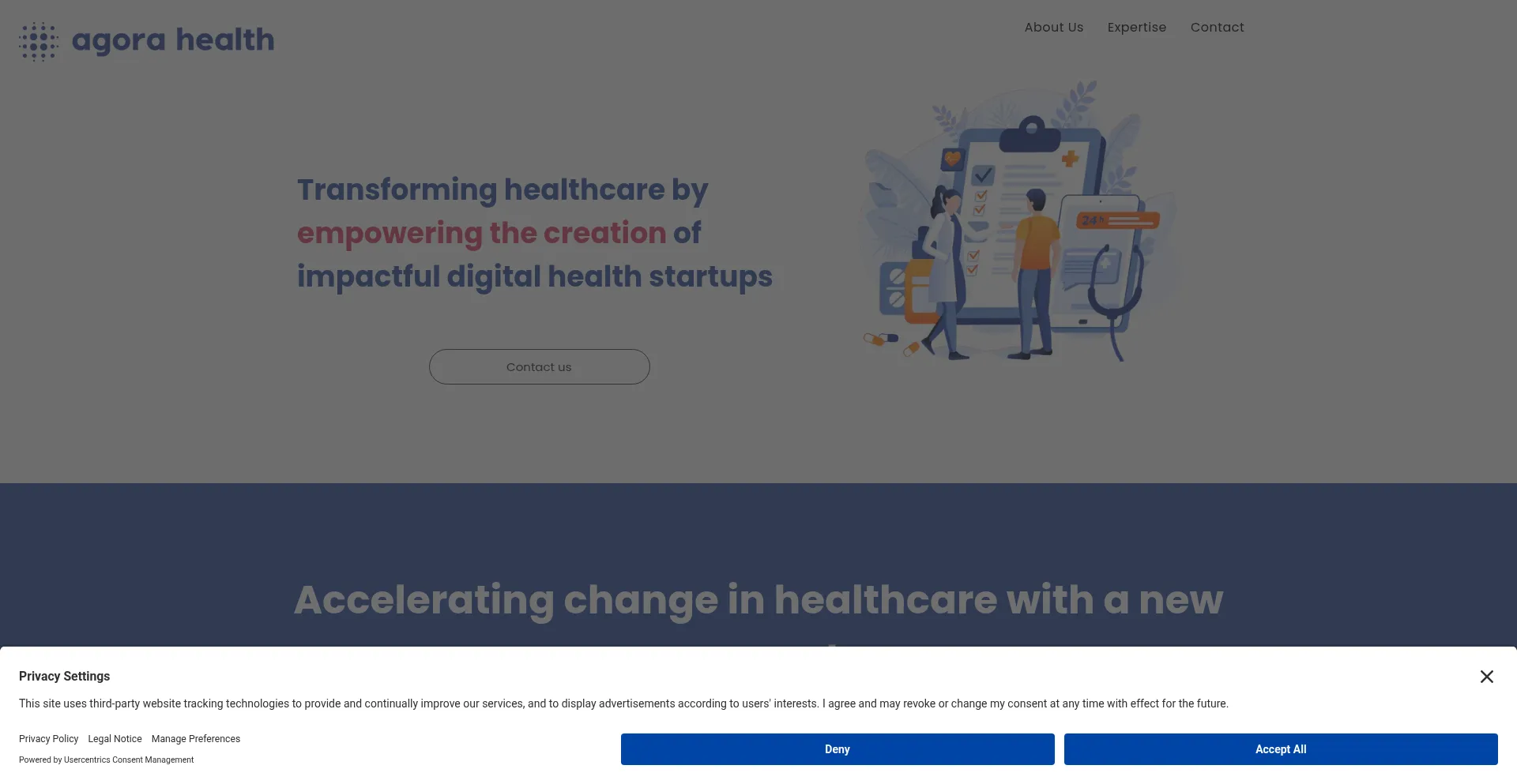 Website screenshot of Agorahealth.co