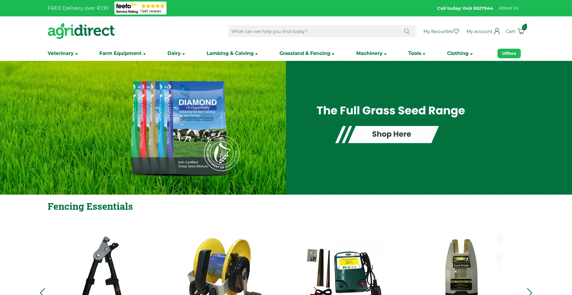 Website screenshot of Agridirect.ie