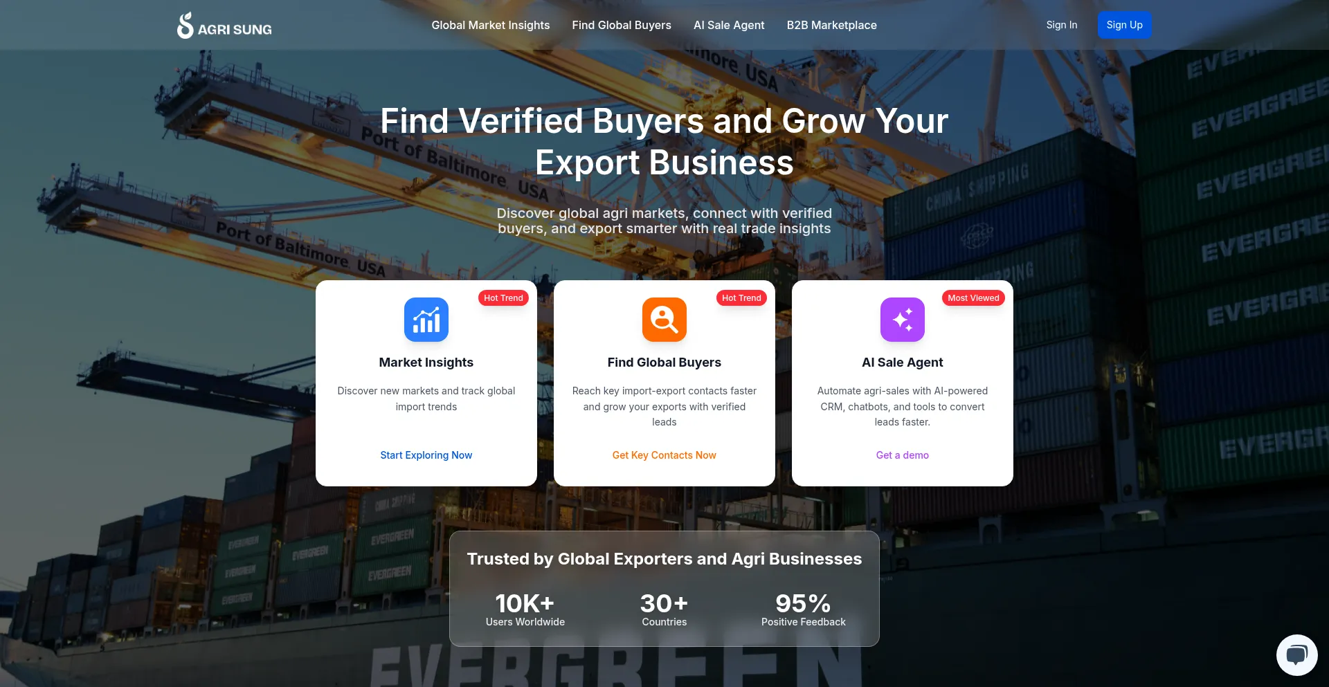 Website screenshot of Agrisung.com