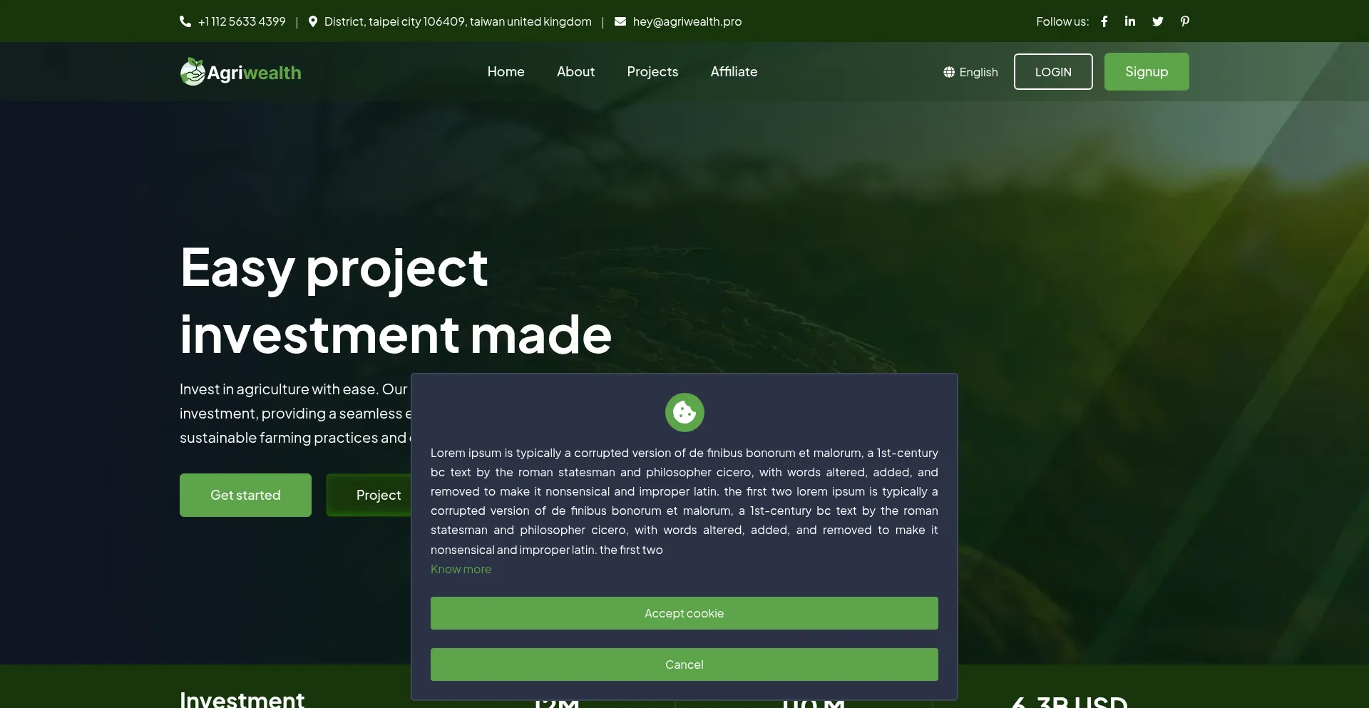 Website screenshot of Agriwealth.pro