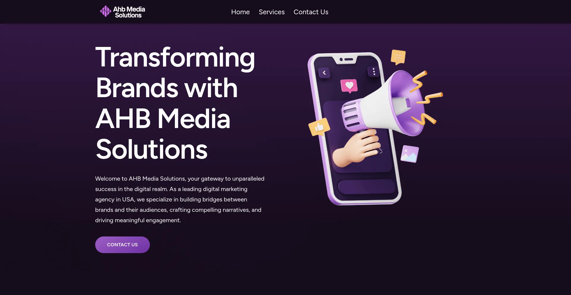 Website screenshot of Ahbmediasolutions.com