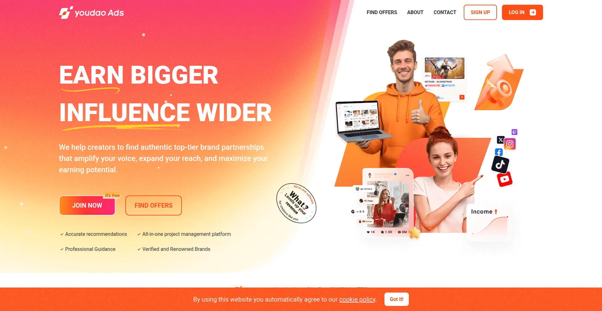 Website screenshot of Ai.youdaoads.com