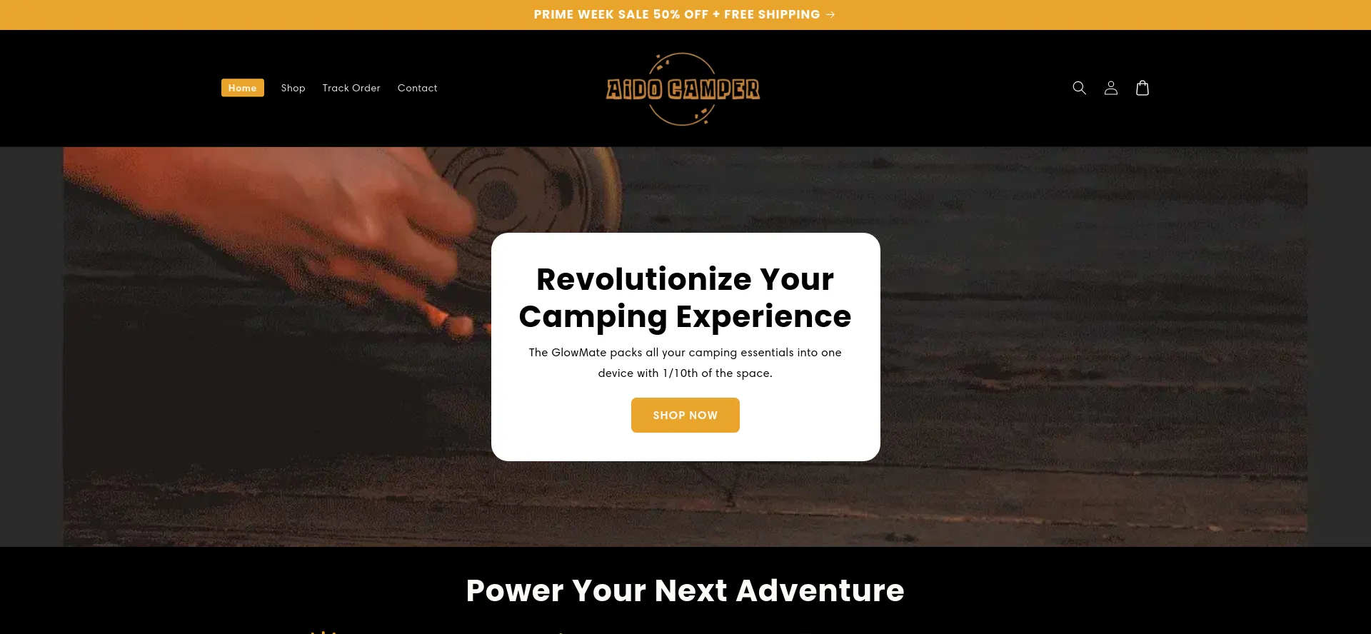 Website screenshot of Aidocamper.com
