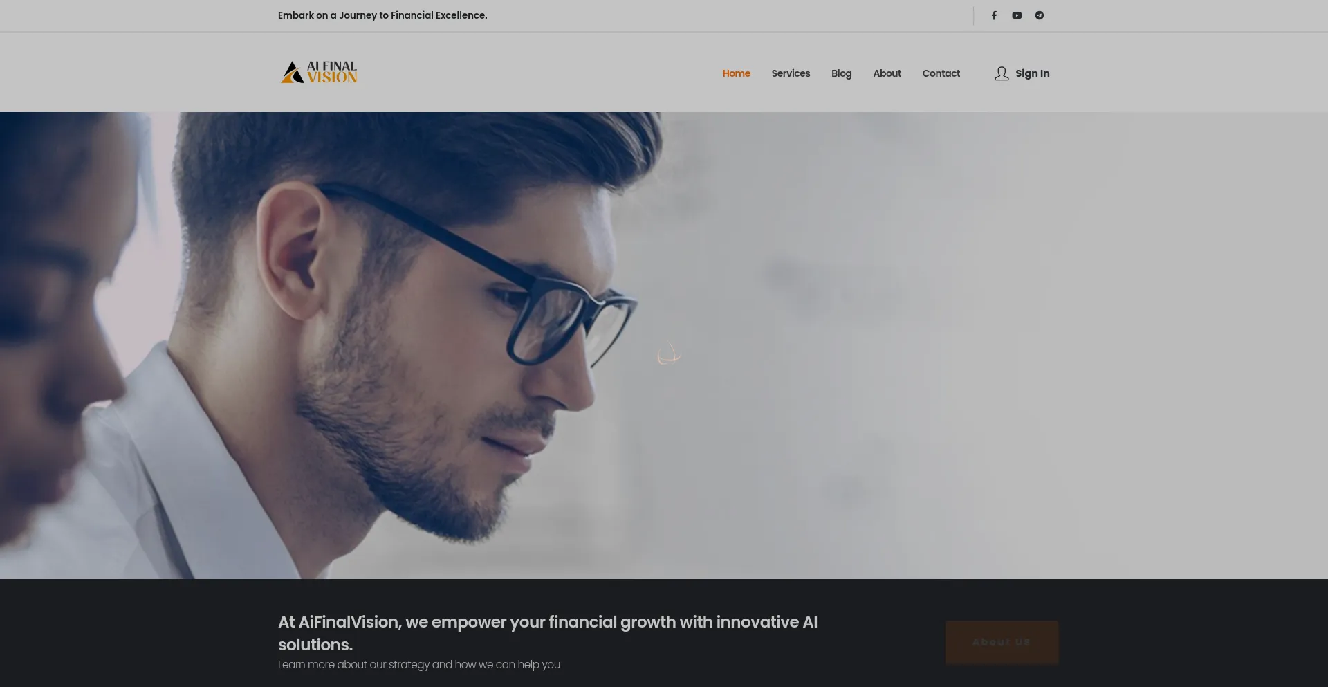 Website screenshot of Aifinalvision.ai