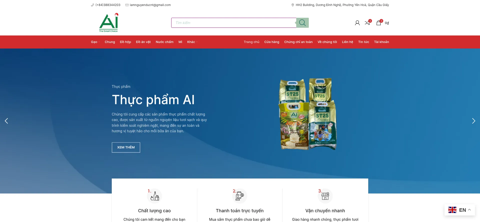 Website screenshot of Aigroupfood.net