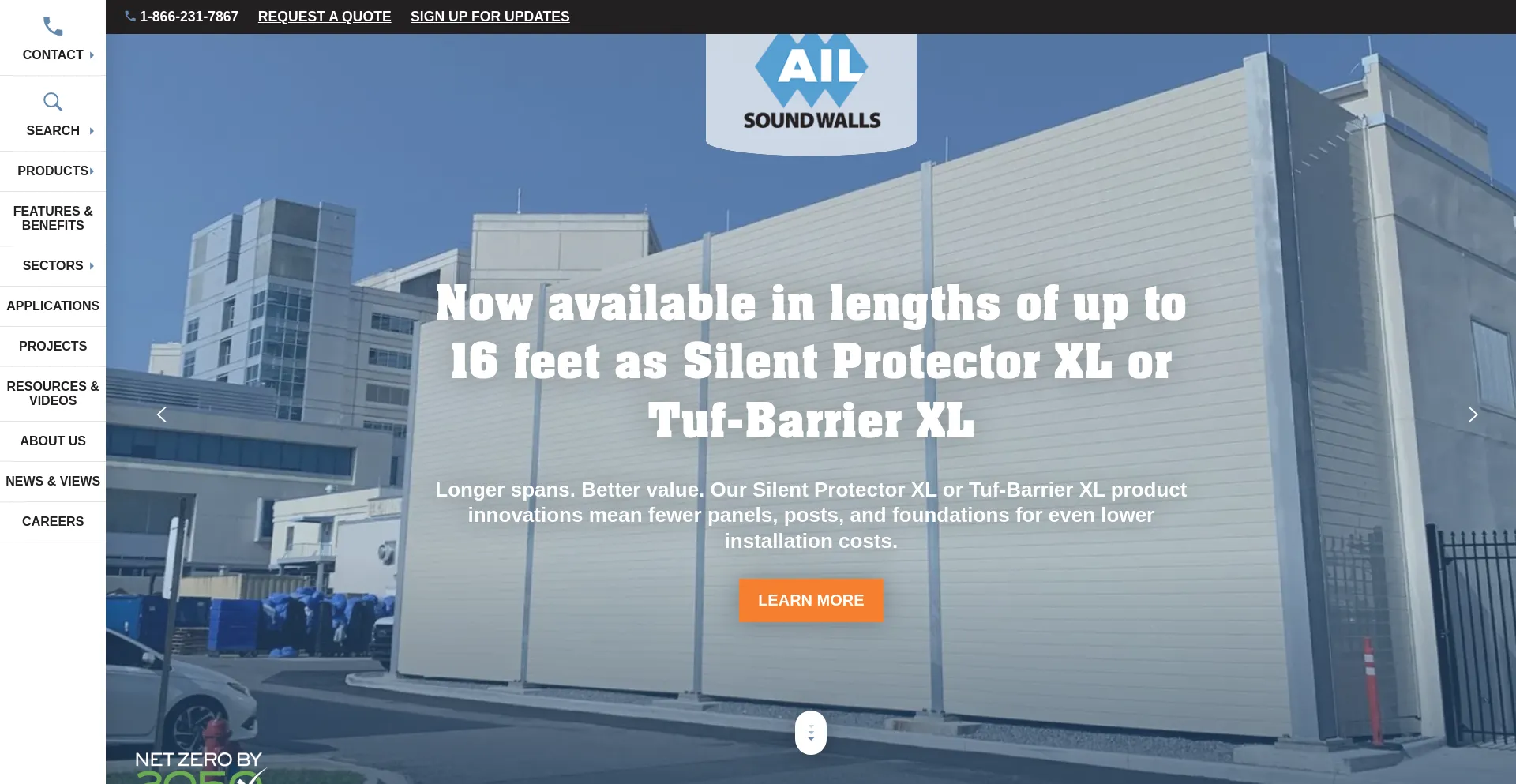 Website screenshot of Ailsoundwalls.com