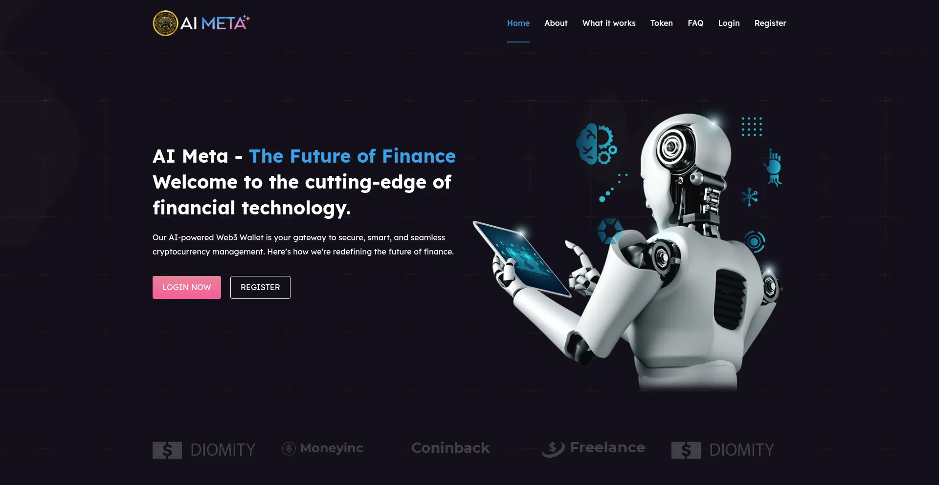 Website screenshot of Aimetatrade.live