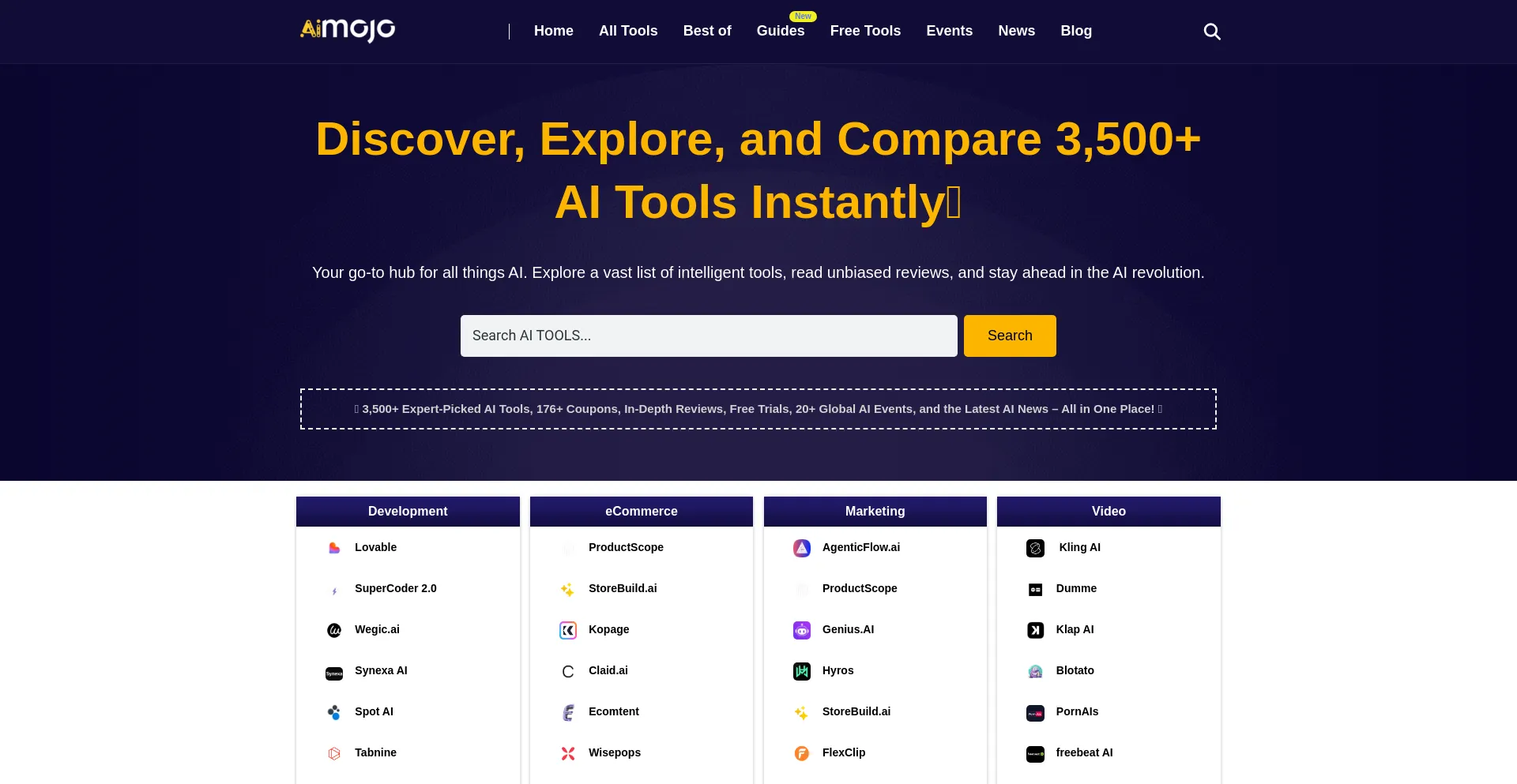 Website screenshot of Aimojo.io