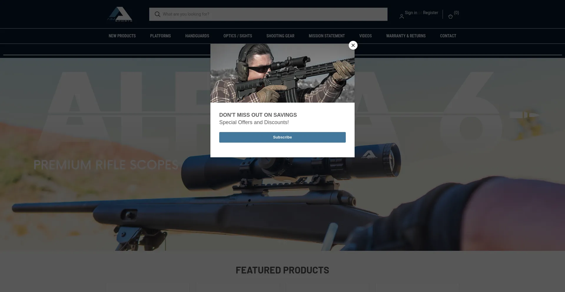 Website screenshot of Aimsportsinc.com
