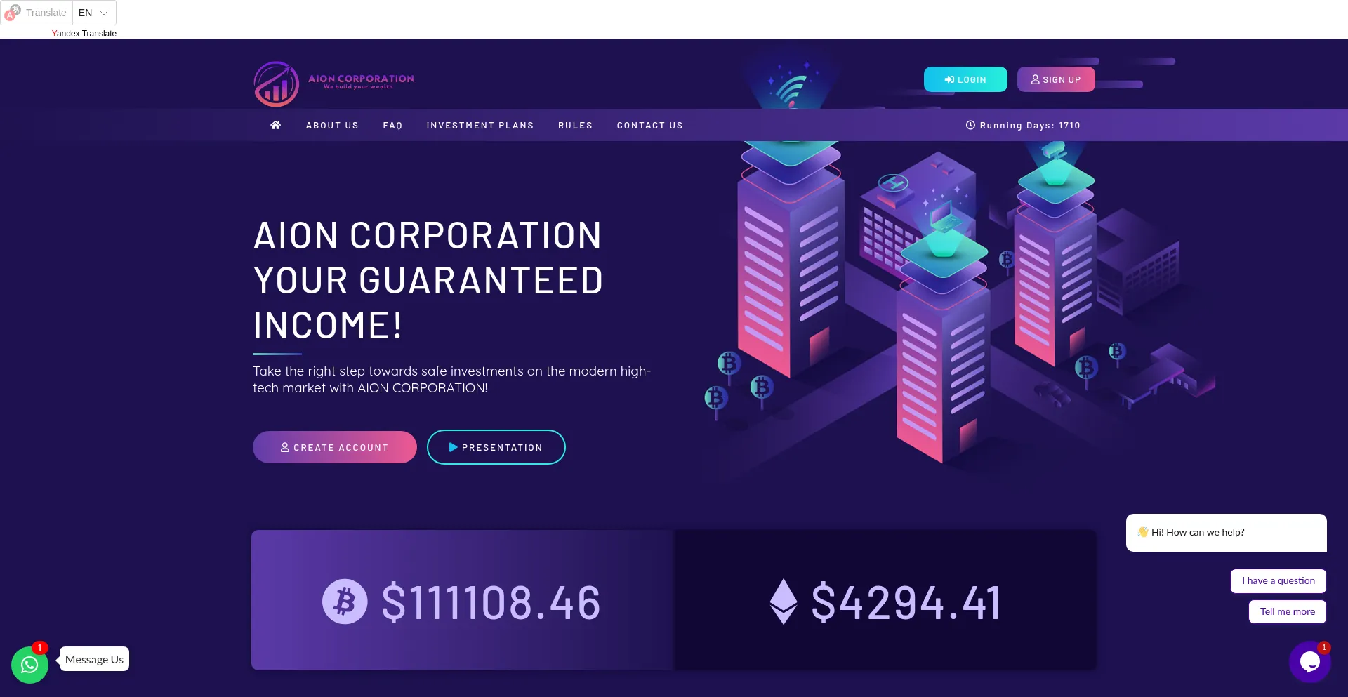 Website screenshot of Aioncop.com