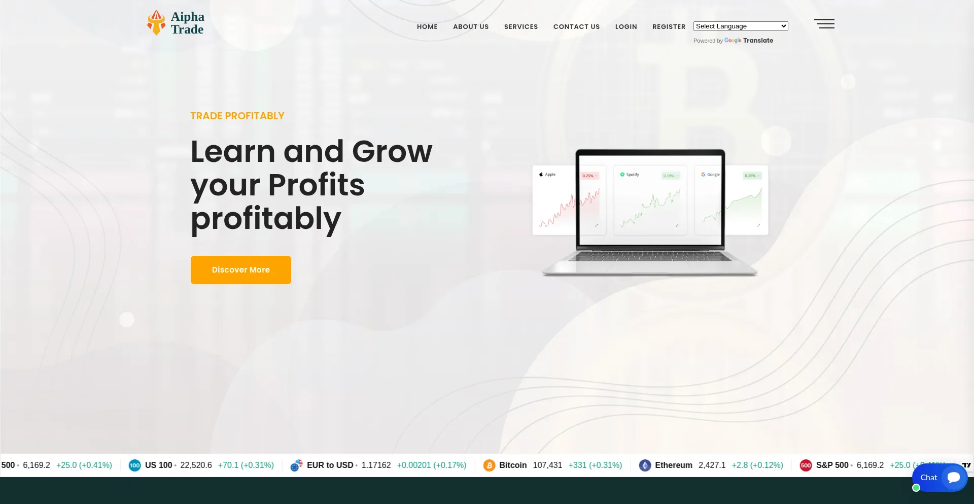Website screenshot of Aiphatrade.org