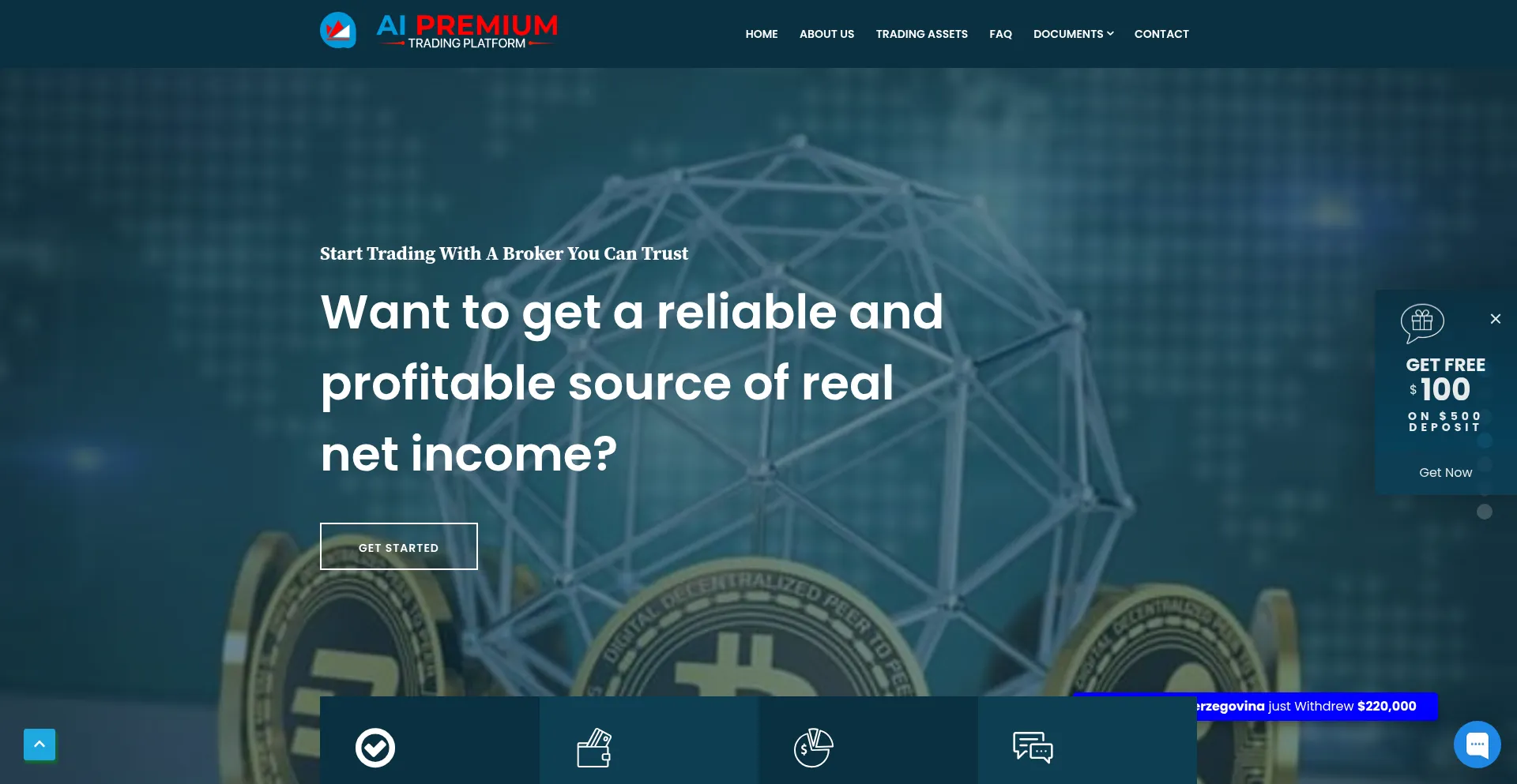 Website screenshot of Aipremiumtradingplatform.live
