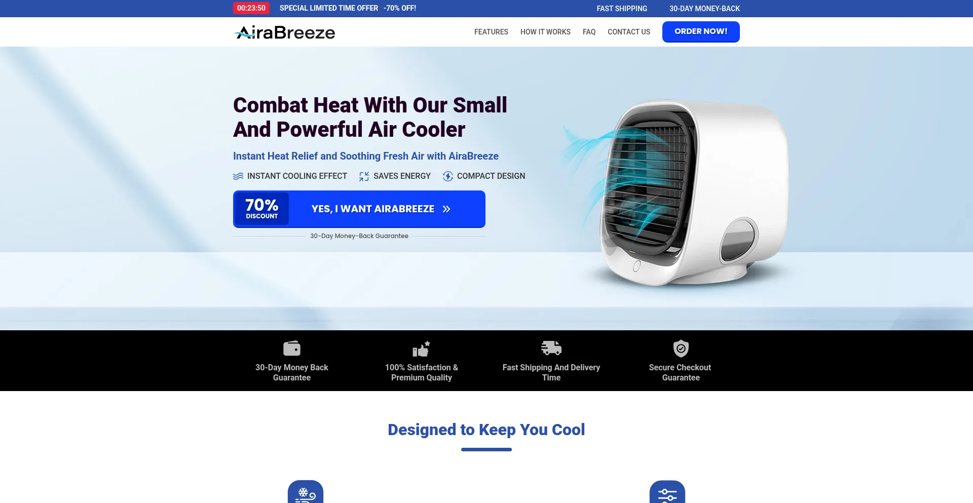 Website screenshot of Airabreeze.zavydeals.com