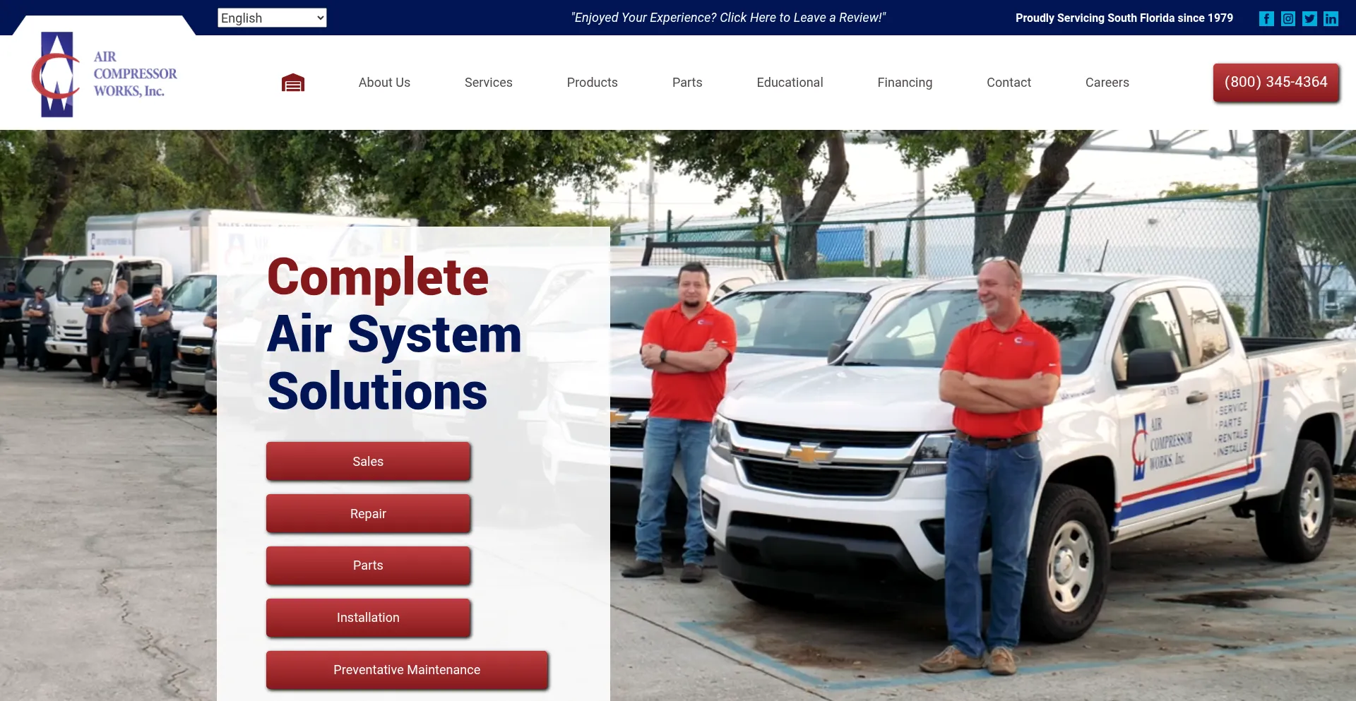 Website screenshot of Aircompressorworks.com