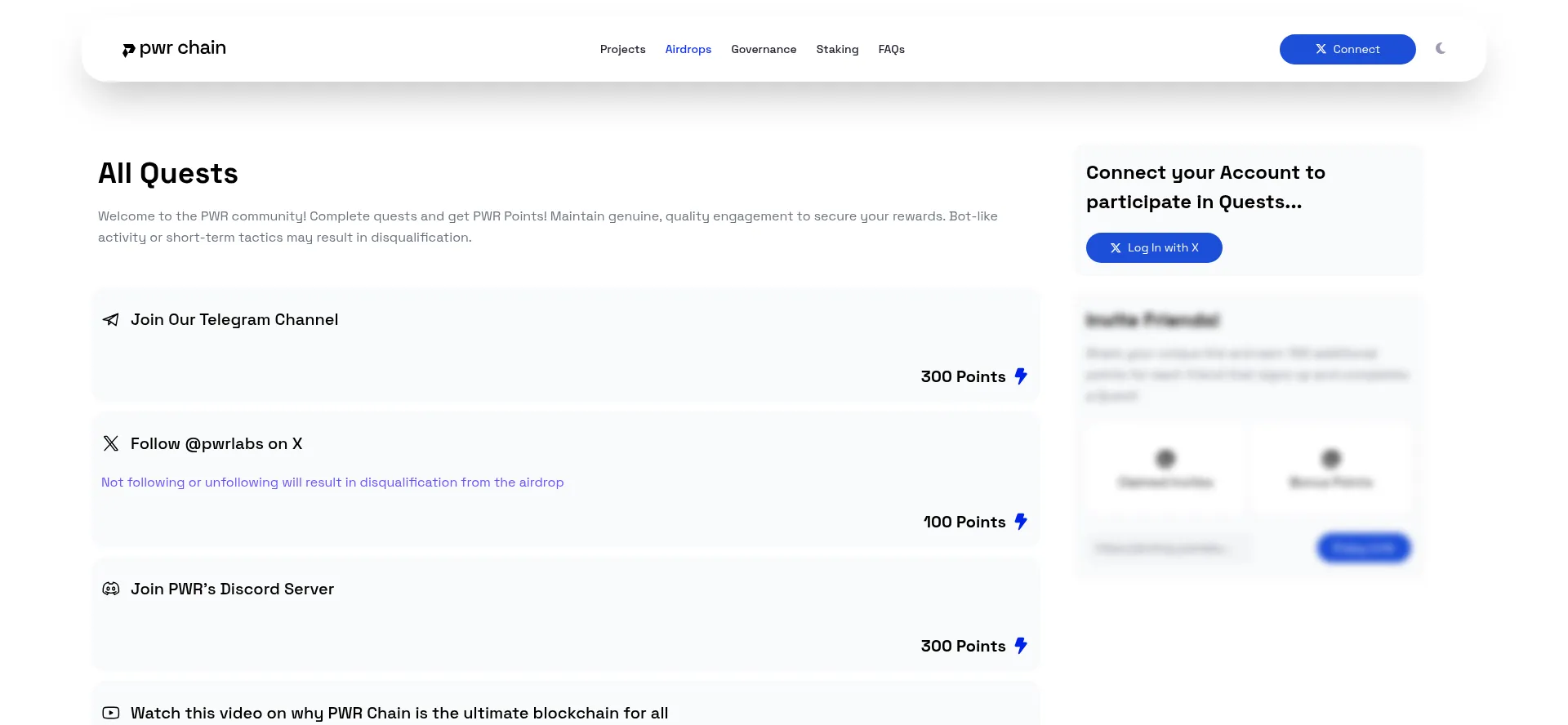 Website screenshot of Airdrop.pwrlabs.io